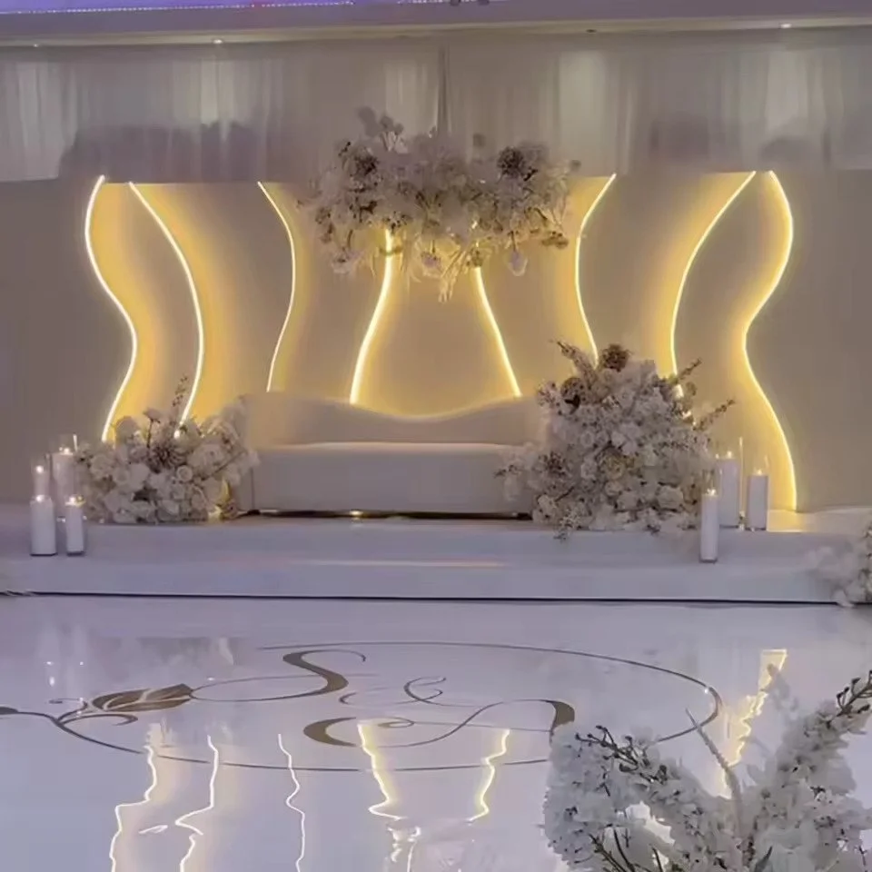 Wedding Main Stage Backdrop Rental -Luxury White Acrylic LED/Light Wave ...