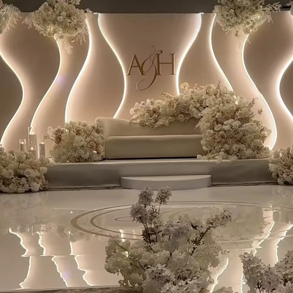 Wedding Main Stage Backdrop Rental -Luxury White Acrylic LED/Light Wave ...