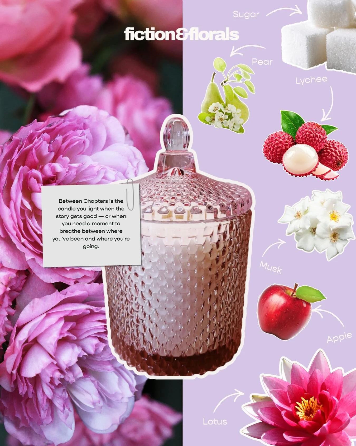 Between Chapters 📖✨
Every good story needs a pause. Between Chapters is crafted for those quiet moments when the world slows down and the only thing that matters is the page in front of you.
Housed in an elegant pink glass vessel, this scent opens w
