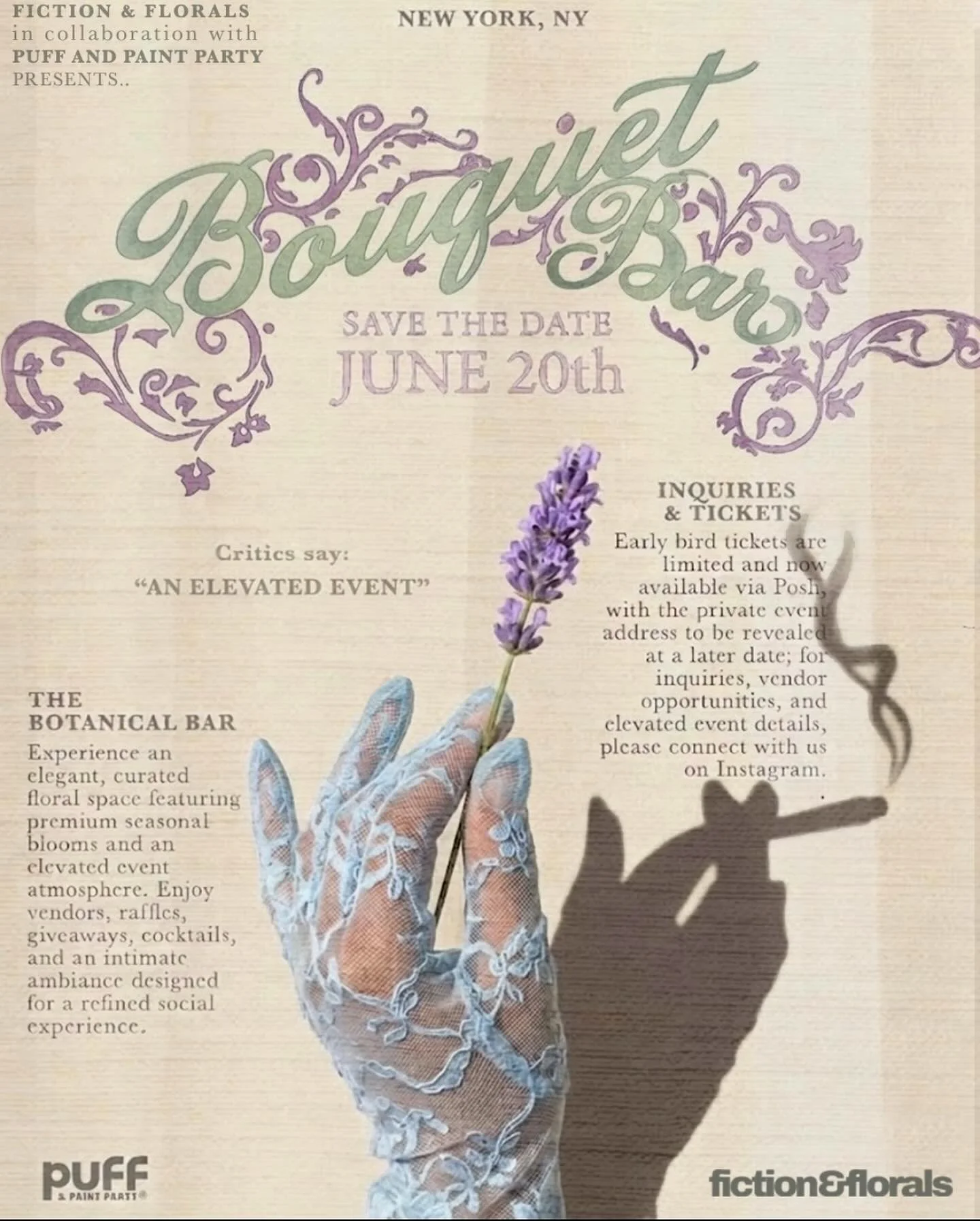 Join us for a curated Puff &amp; Bloom experience like no other. 💐 We&rsquo;re transforming the space into an elegant floral sanctuary filled with seasonal blooms, craft cocktails, and an intimate atmosphere designed to inspire. Come for the art, st