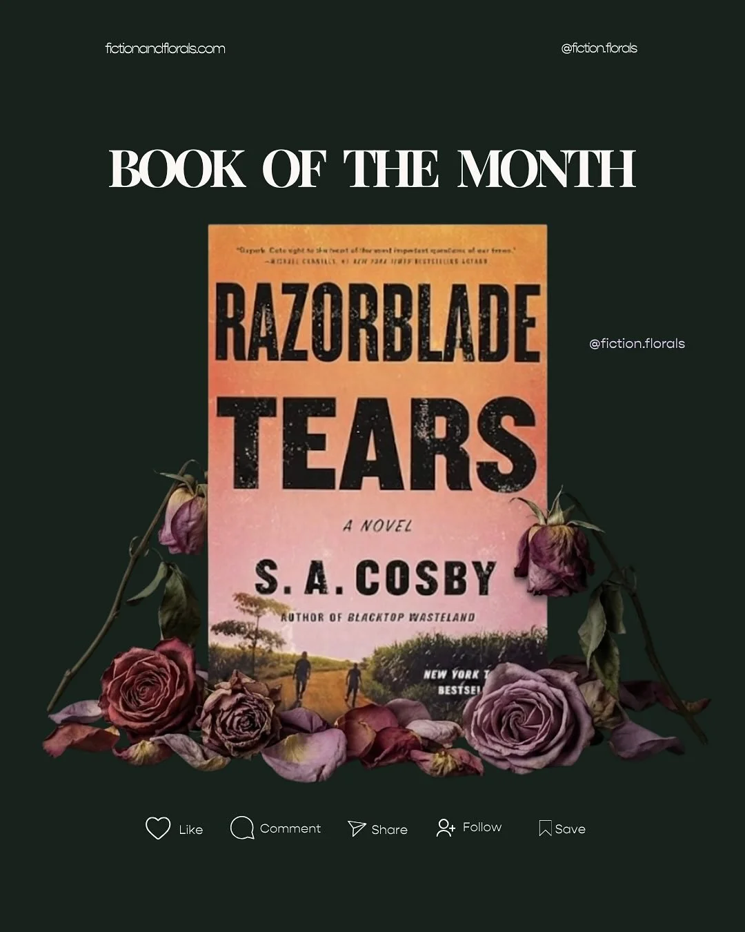 A fresh month calls for a fresh read. 🌸📚
Our June pick is Razorblade Tears by S. A. Cosby. We&rsquo;re ready for an unforgettable journey filled with heartbreak, justice, and resilience.
Grab your copy and read along with us this month. ✨

#Fiction