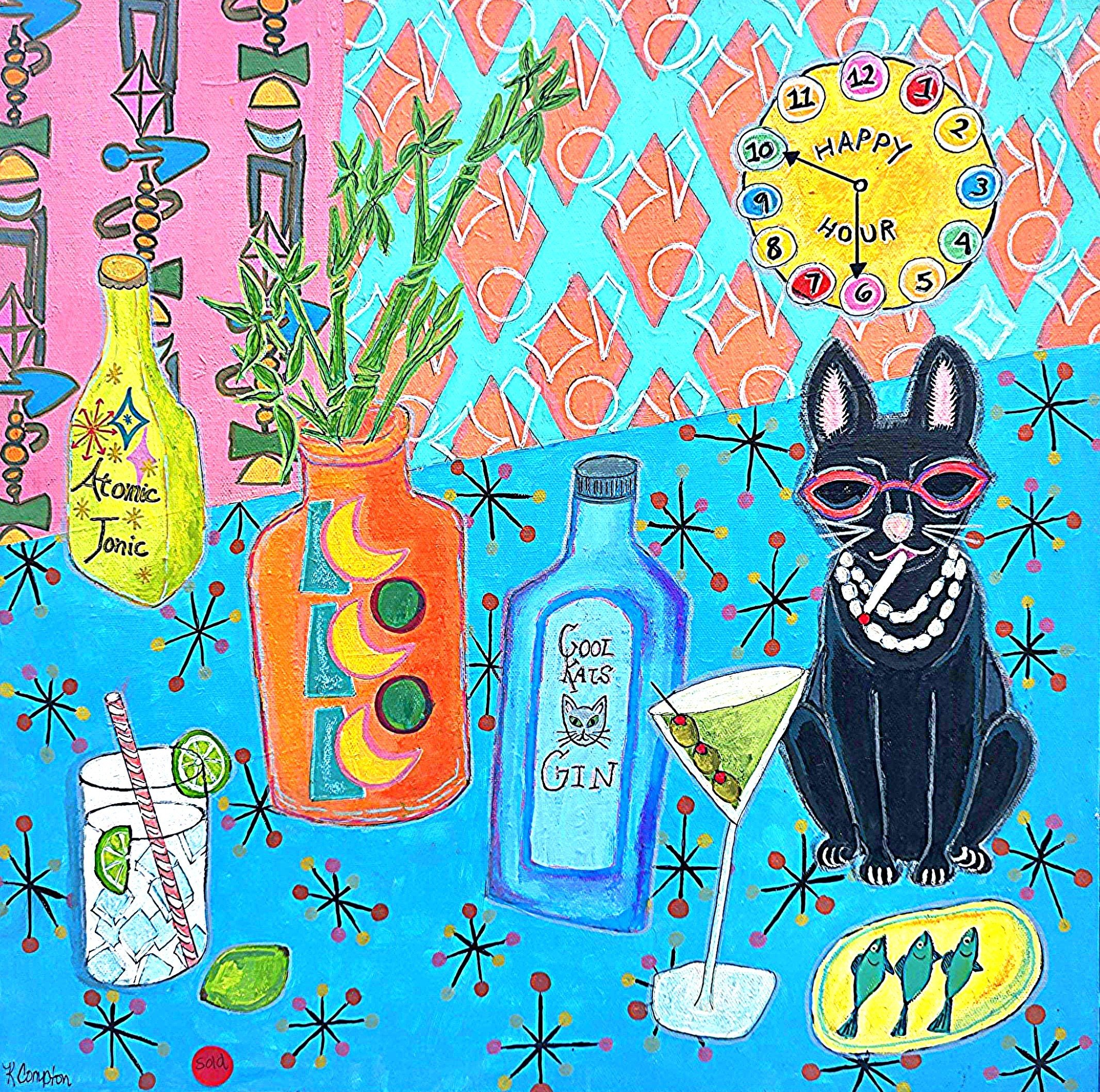G&T and the Cool Cat 20x20 acrylic - SOLD