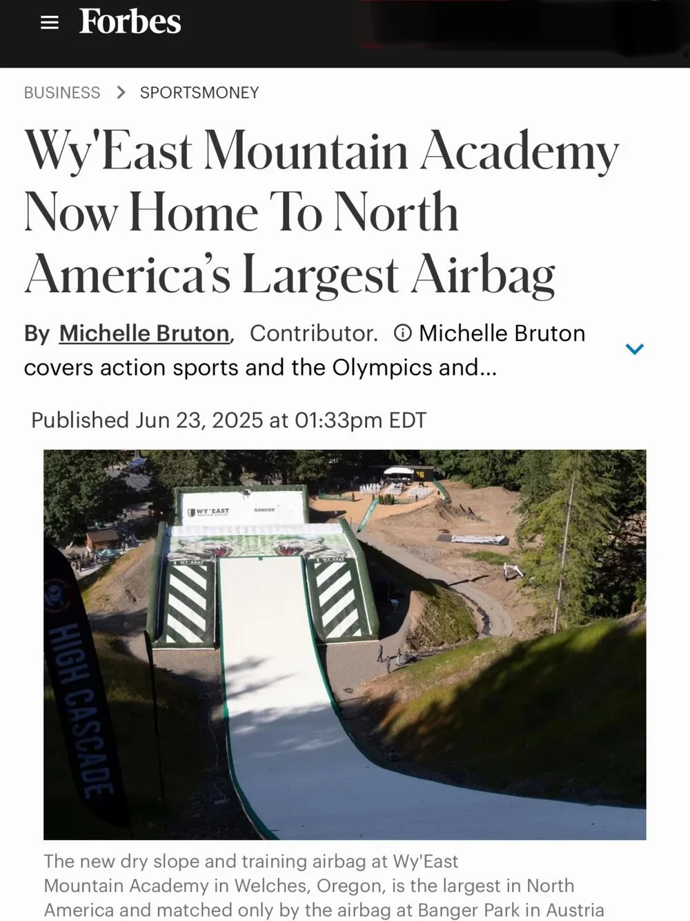 Featured In Forbes - World Class Landing Bag Opens At Wy’East Mountain Academy