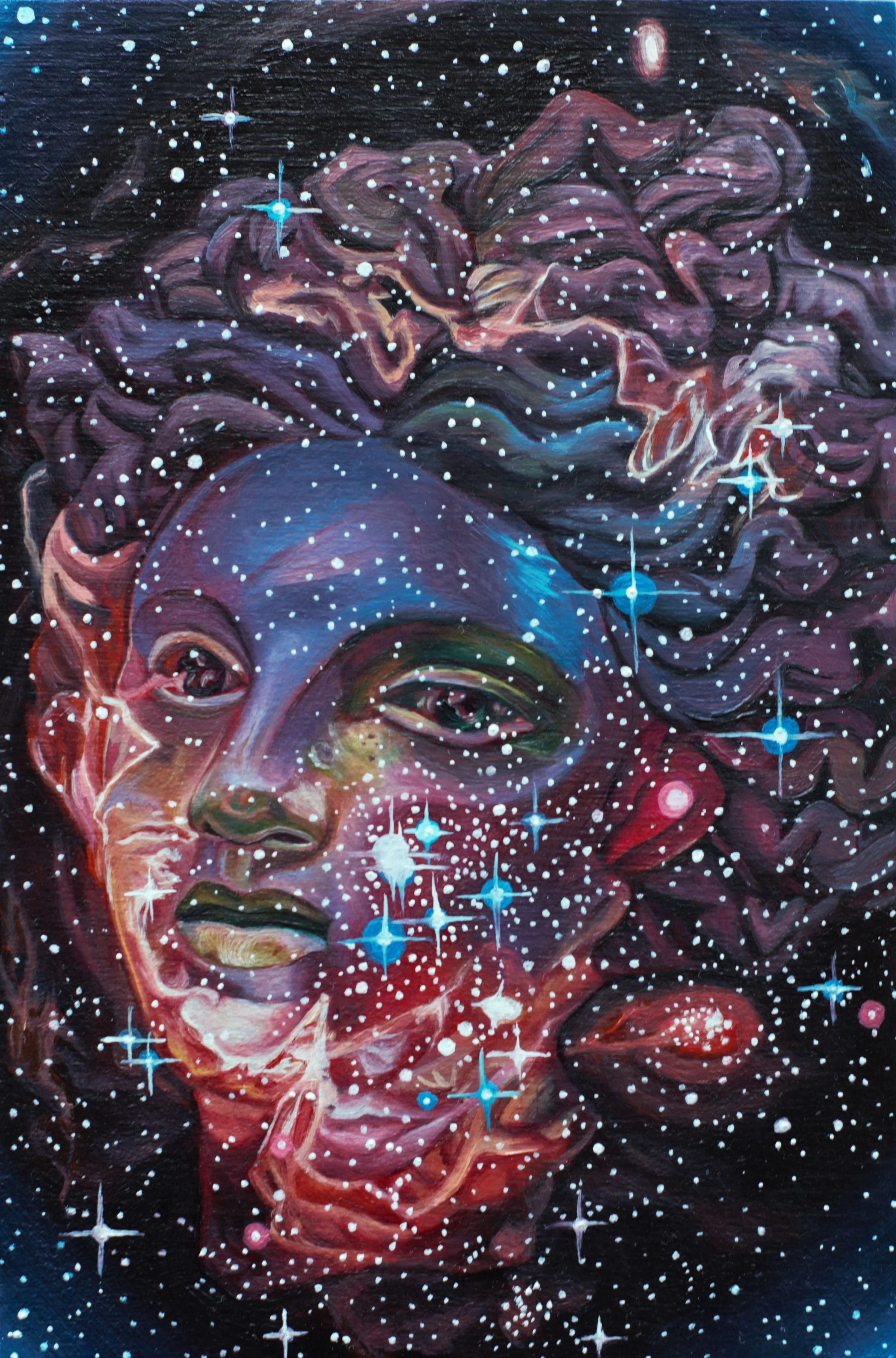 Catha, 

Oil on wooden panel,
4" x 6",
2018,

$250