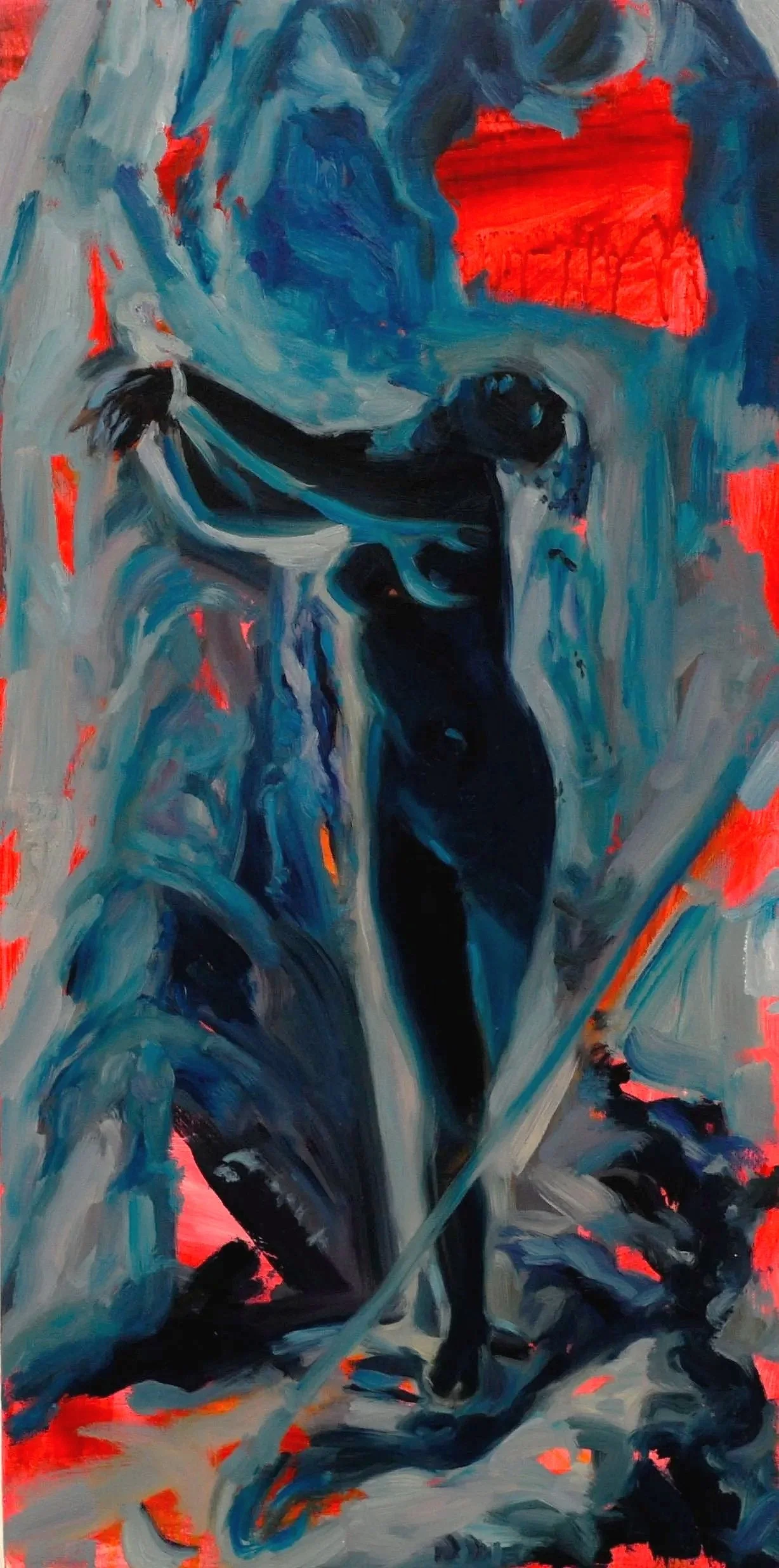 After Ingres' "Roger Delivering Angelica" (1819)

Oil and acrylic on wooden panel
12" x 24"
2011

*Sold*