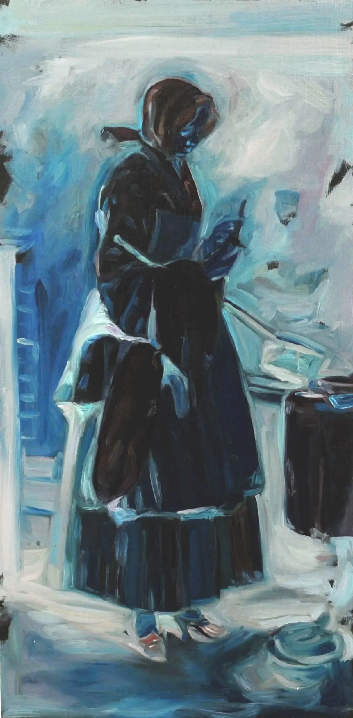 After Chardin's "The Attentive Nurse" (1738)

Oil and acrylic on wooden panel
12" x 24"
2011