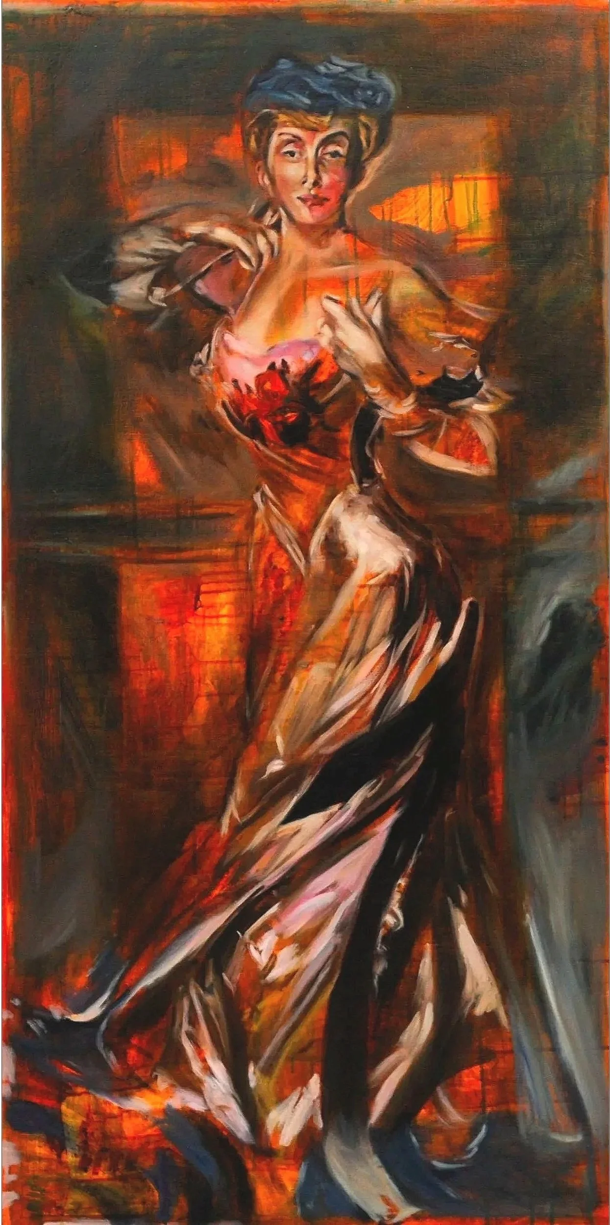 From Boldini's "Portrait of the Countess Zichy" (1905)

Oil and acrylic on wooden panel
24" x 48"
2011