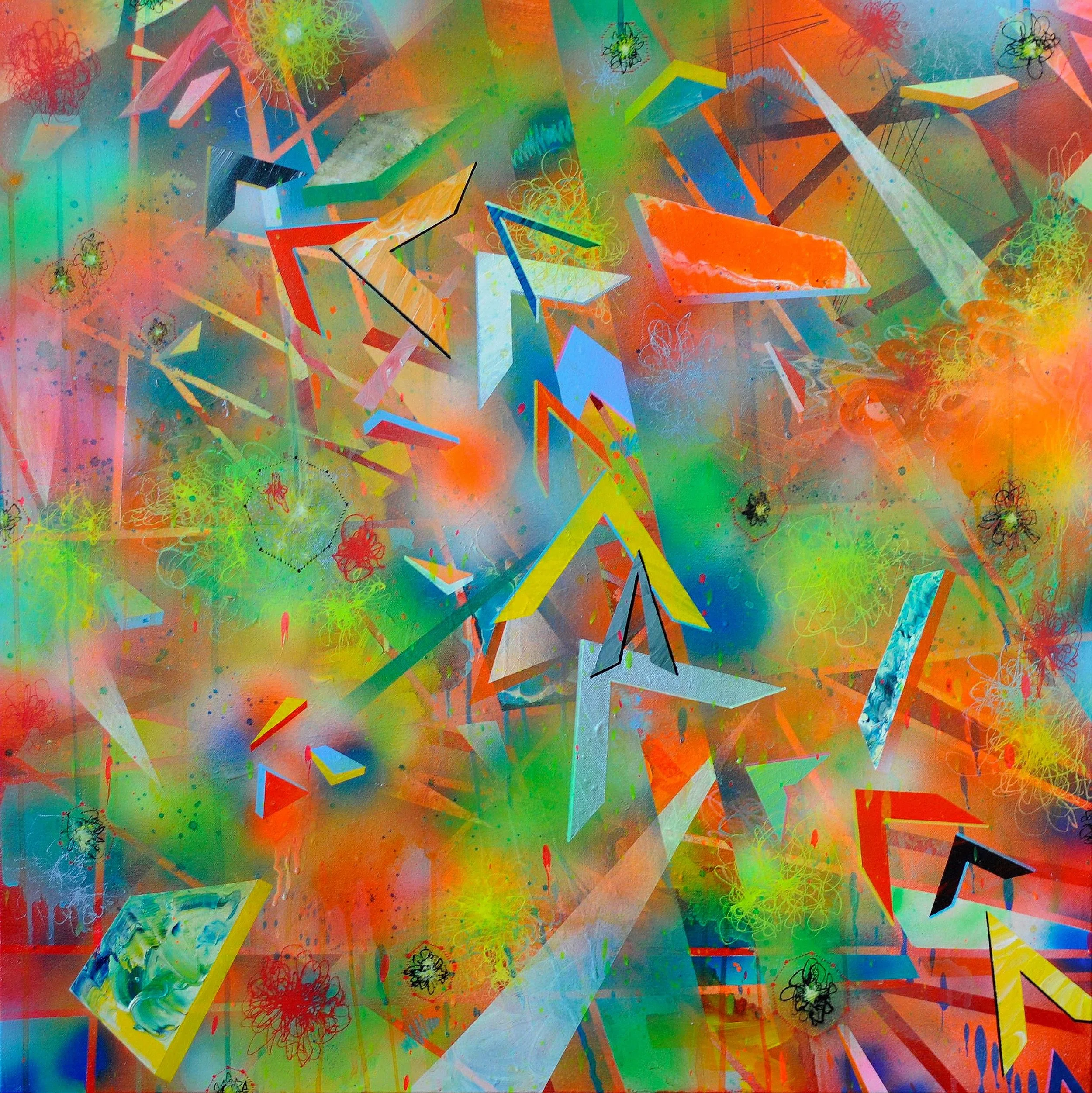 Follow the Leader,

Acrylic and spray paint on canvas,
32" x 32",
2015