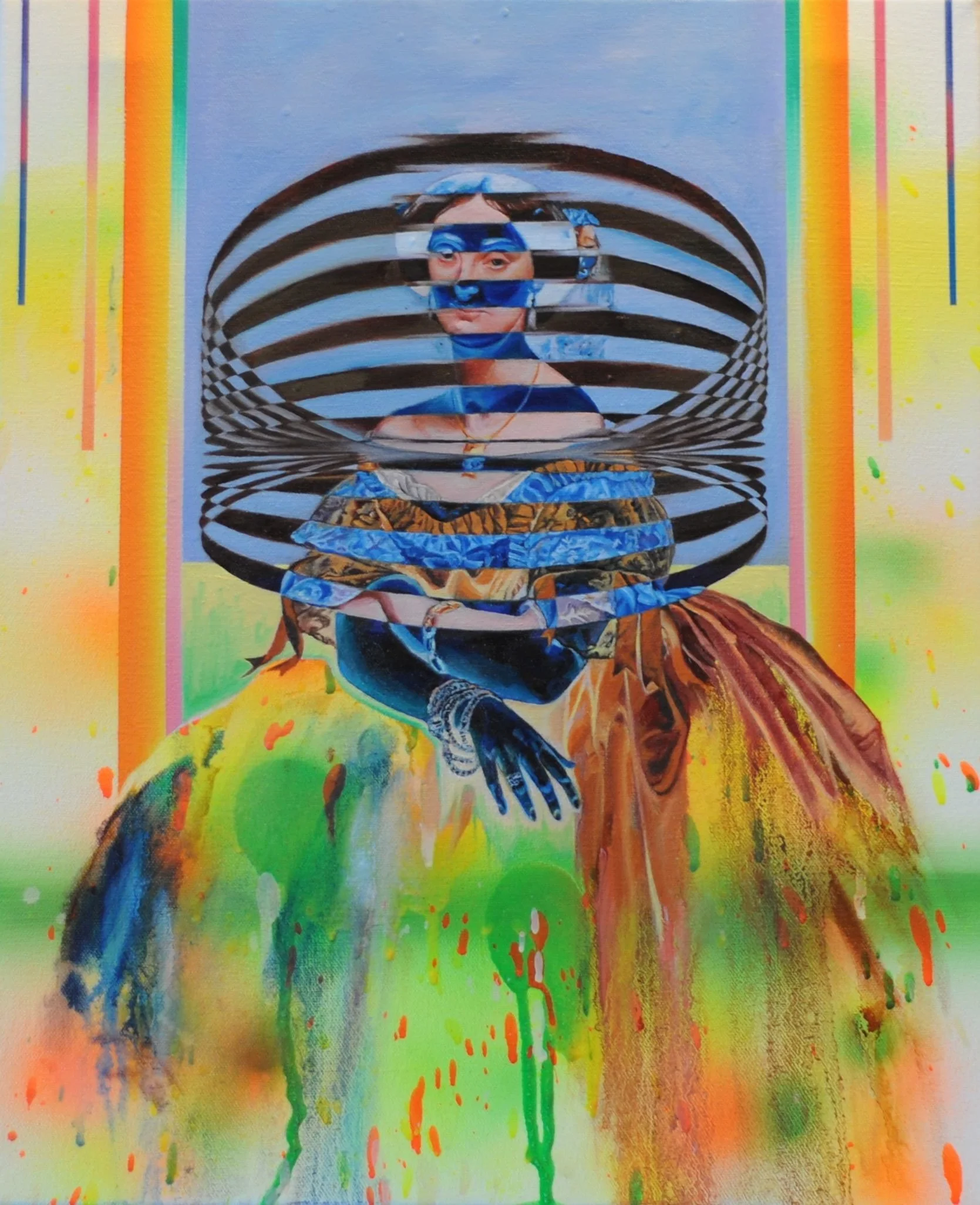 After Ingres' "Princesse Albert de Broglie" (1853)

Oil, acrylic and spray paint on canvas
16" x 20"
2014

*Sold*