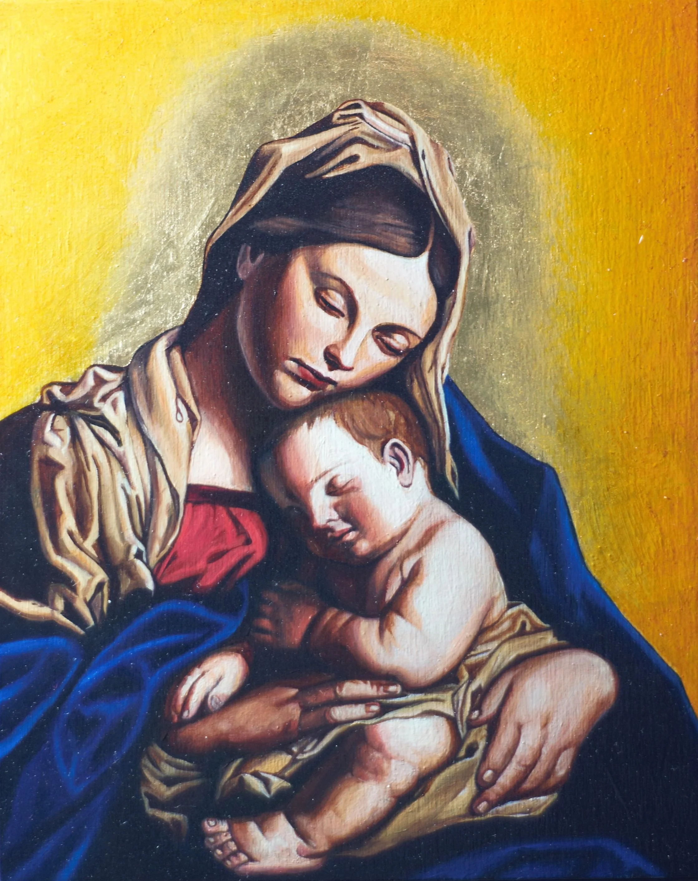 Mary and Jesus 

Oil and gold leaf on wooden panel
8" x 10"
2017

*Sold*