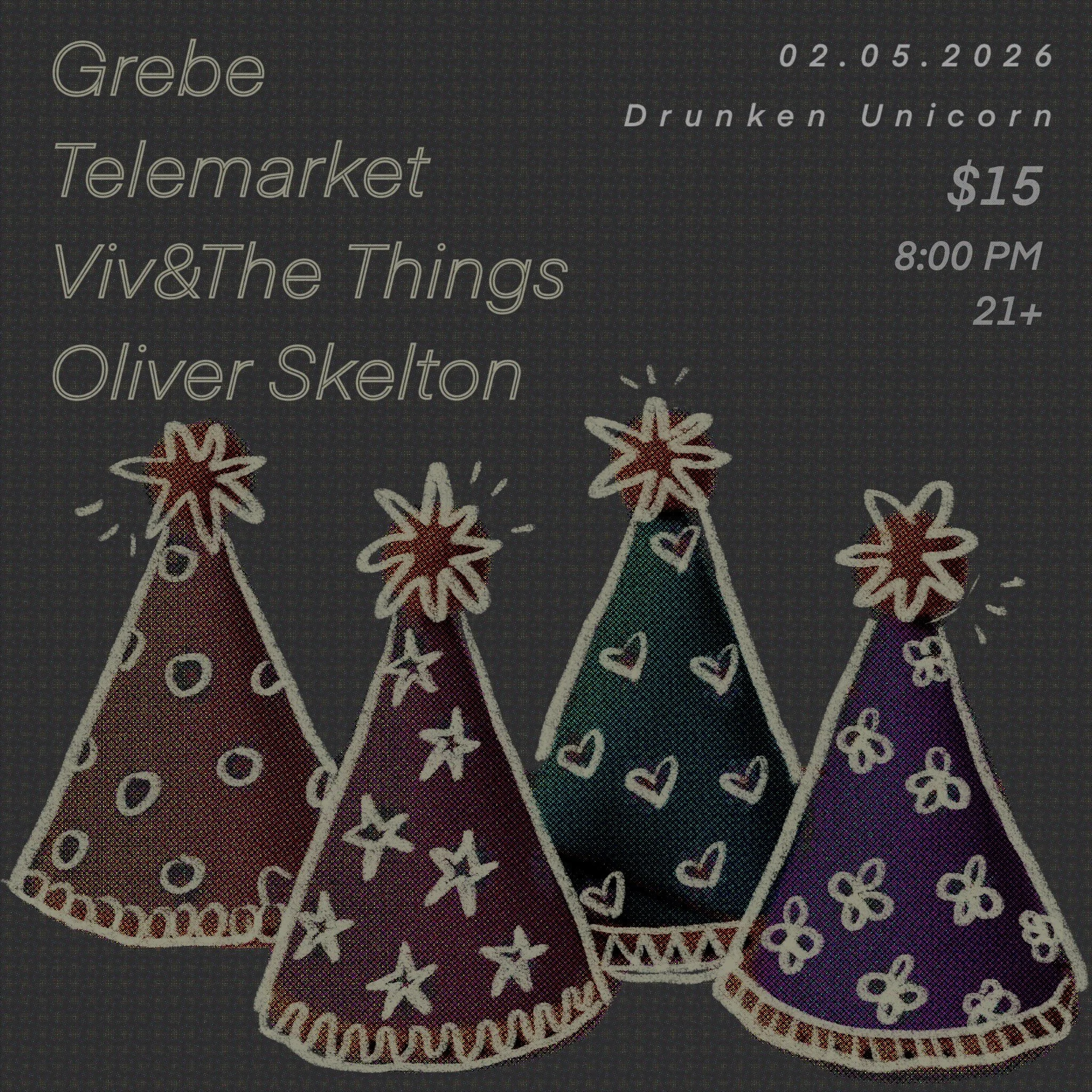 Grebe, Telemarket, Viv &amp; The Things, Oliver Skelton