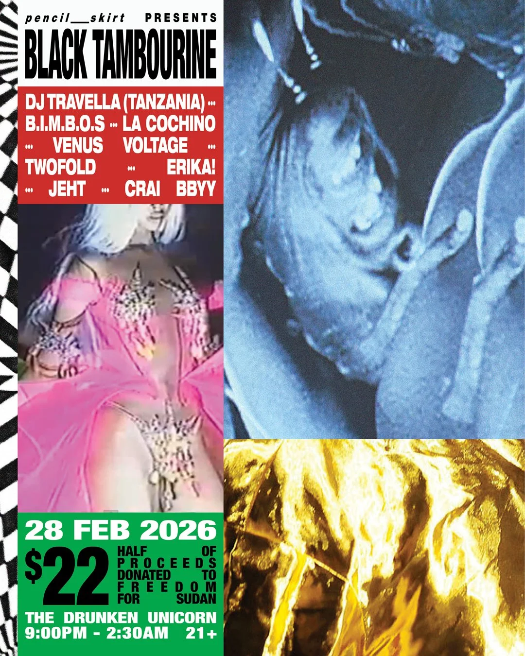 BLACK TAMBOURINE: DJ Travella, B.I.M.B.O.S., La Cochino, Venus Voltage, Twofold, Erika!, Jeht, crai bbyy