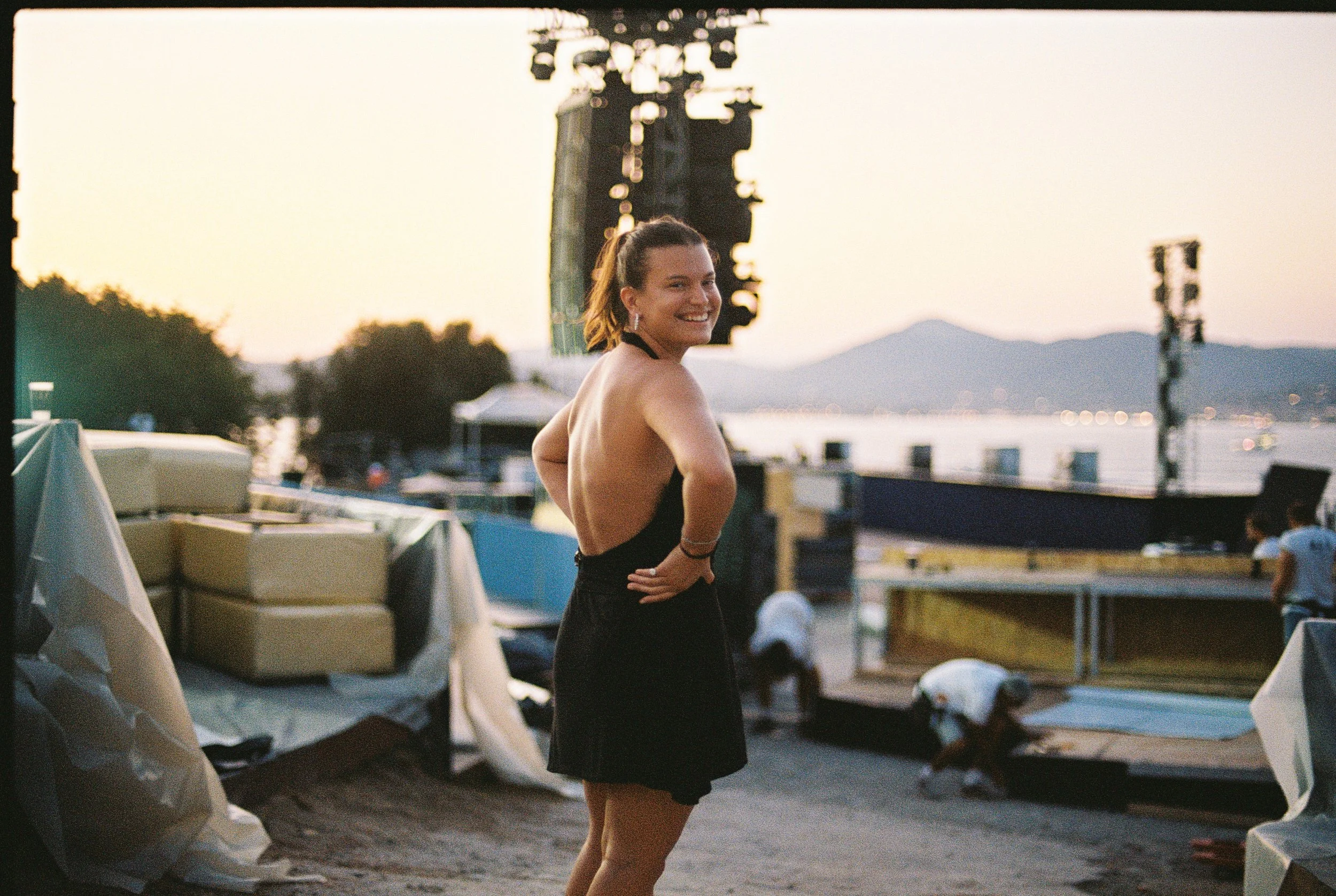 Katherin Schultz onsite for the buildout of Isabelle Festival Saint Tropez