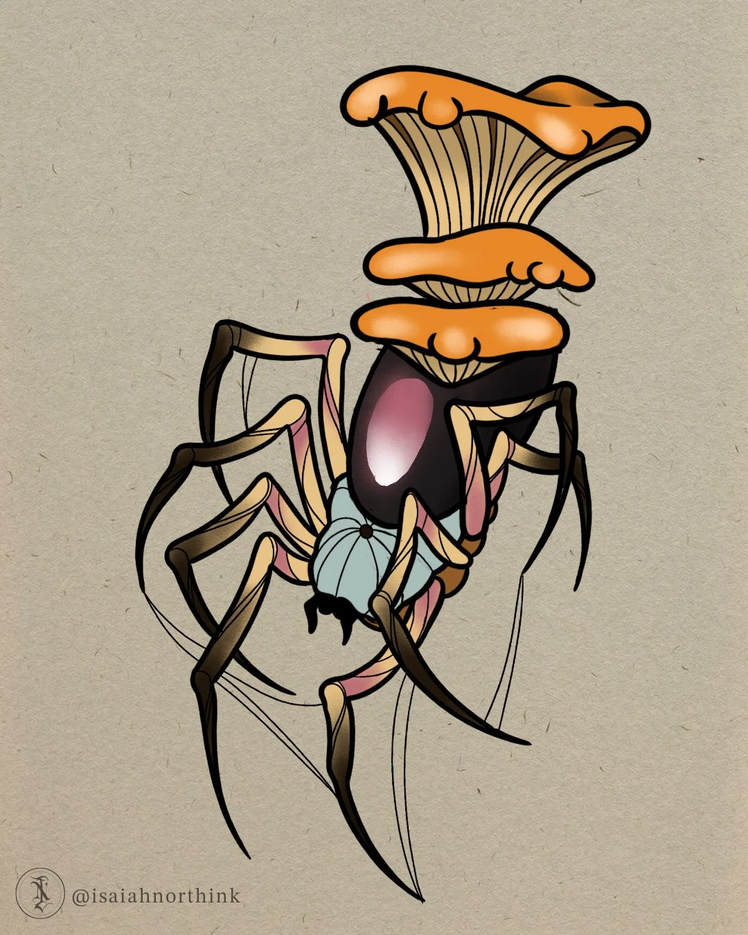 Neotraditional Tattoo Milwaukee Wisconsin Color Tattoo Isaiah North Illustrative Spider Mushroom.jpg