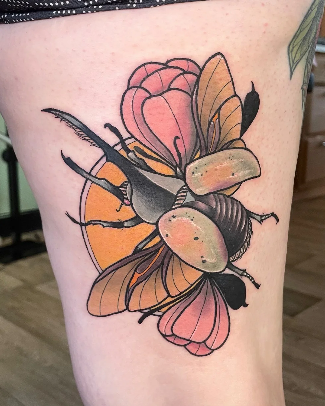 Neotraditional Tattoo Milwaukee Wisconsin Color Tattoo Isaiah North Beetle Flowers.jpg