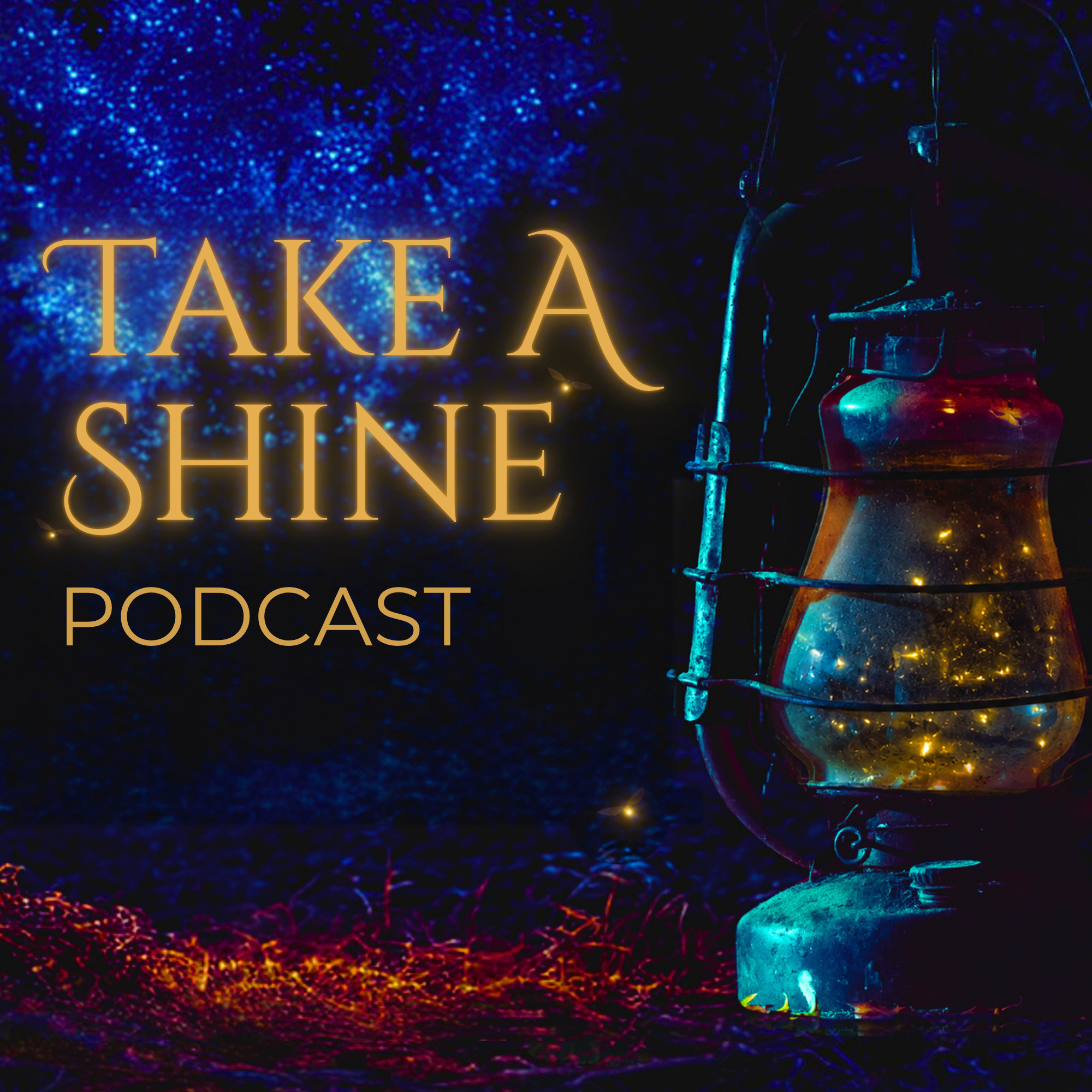 A vintage oil lantern illuminated in a dark setting with blue and orange light accents.