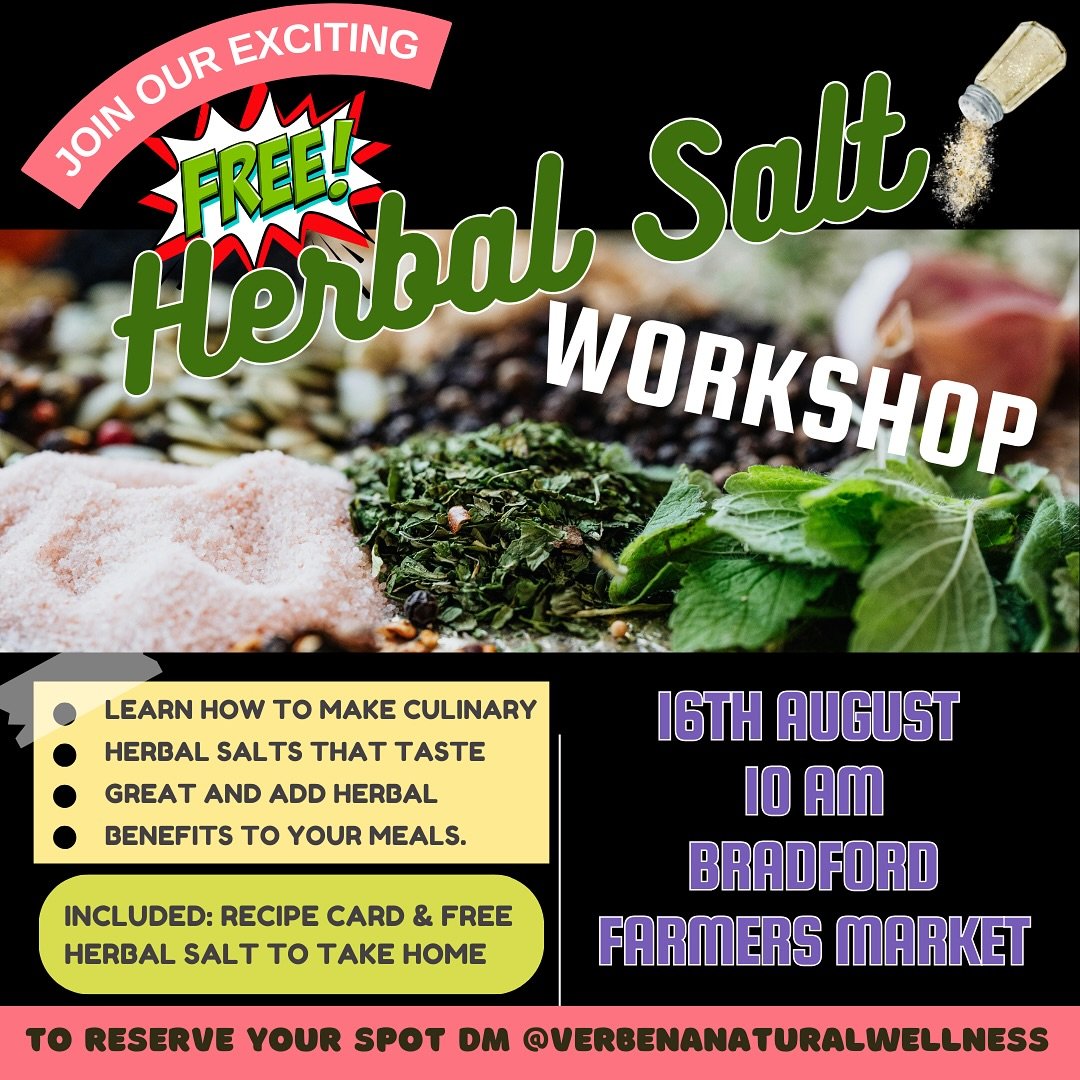 Interested in learning how to make culinary herbal salts from a herbalist?
🌿 Limited spots available. DM me to reserve your spot. 
 @bradfordfarmersmarket 

#herbalist 
#herbalmedicine