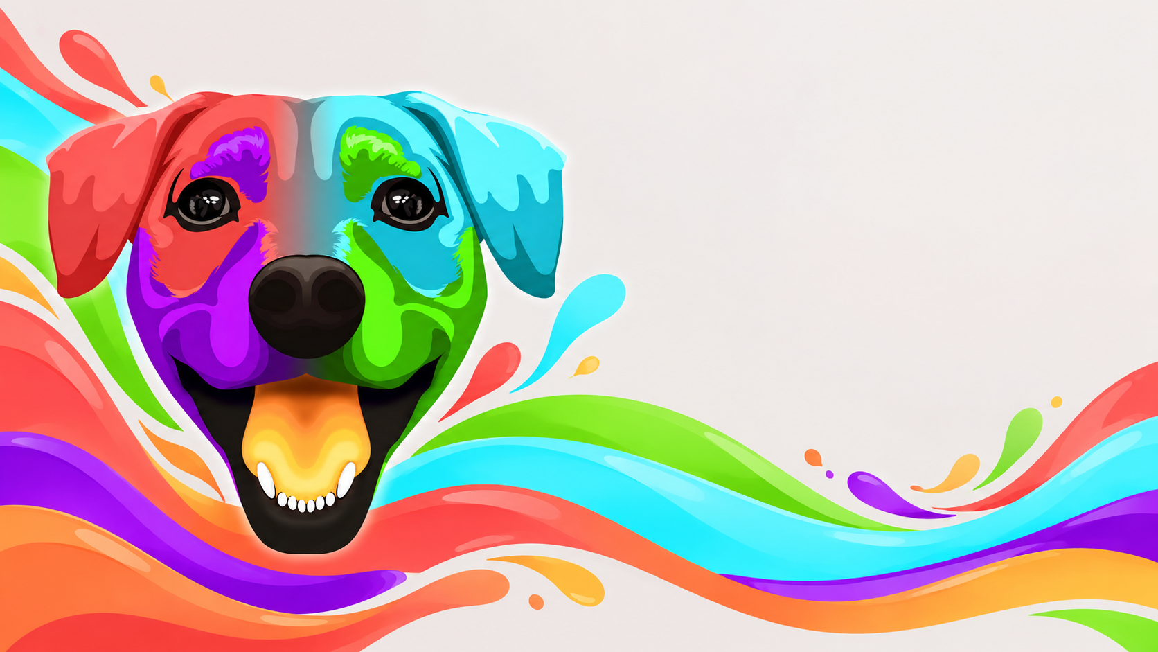 Thumper dog integrated into flowing rainbow waves