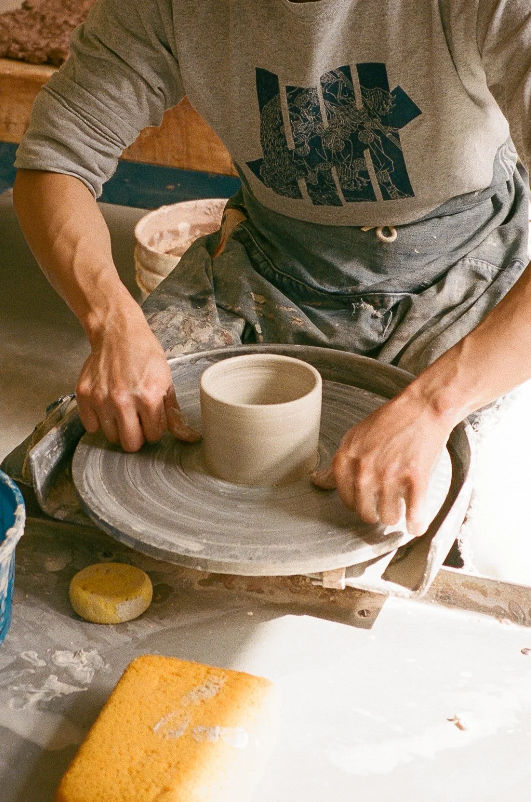 Shoshi Watanabe in the ceramics studio