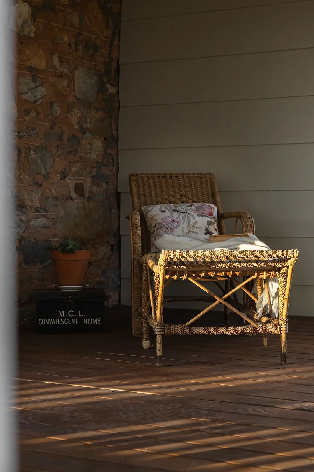 Seagrass bed on the side verandah of Sunny Hill in York, WA