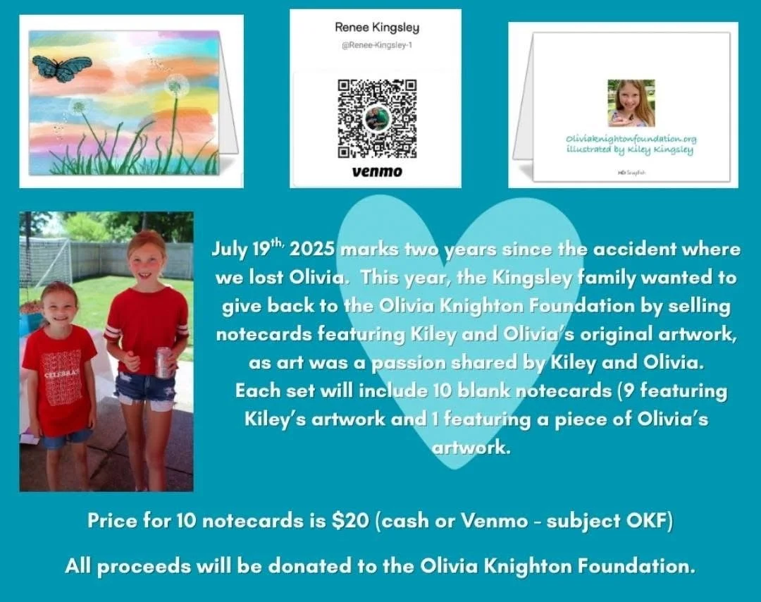We are so proud of Kiley K. for coming up with this beautiful fundraising idea! Olivia and Kiley shared the love of art and this is the perfect way to spread Liv&rsquo;s light and love! Contact @kingsleyrenee to order your set of homemade cards! #LOV