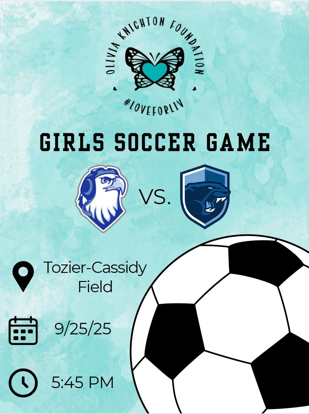 Join the OKF this Thursday night at 5:45pm for &ldquo;Olivia&rsquo;s Game&rdquo; at the Attleboro High School Girl&rsquo;s Soccer Game!

#loveforliv