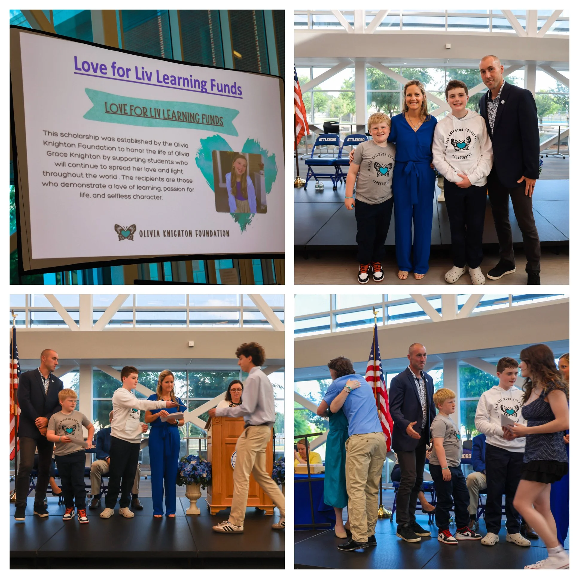 On Thursday, May 28th, the OKF awarded the Love For Liv Learning Fund Scholarships to nine amazing @attleborohighschool graduating seniors at Scholarship Night. This is the third year the OKF has been able to award these scholarships and it wouldn't 