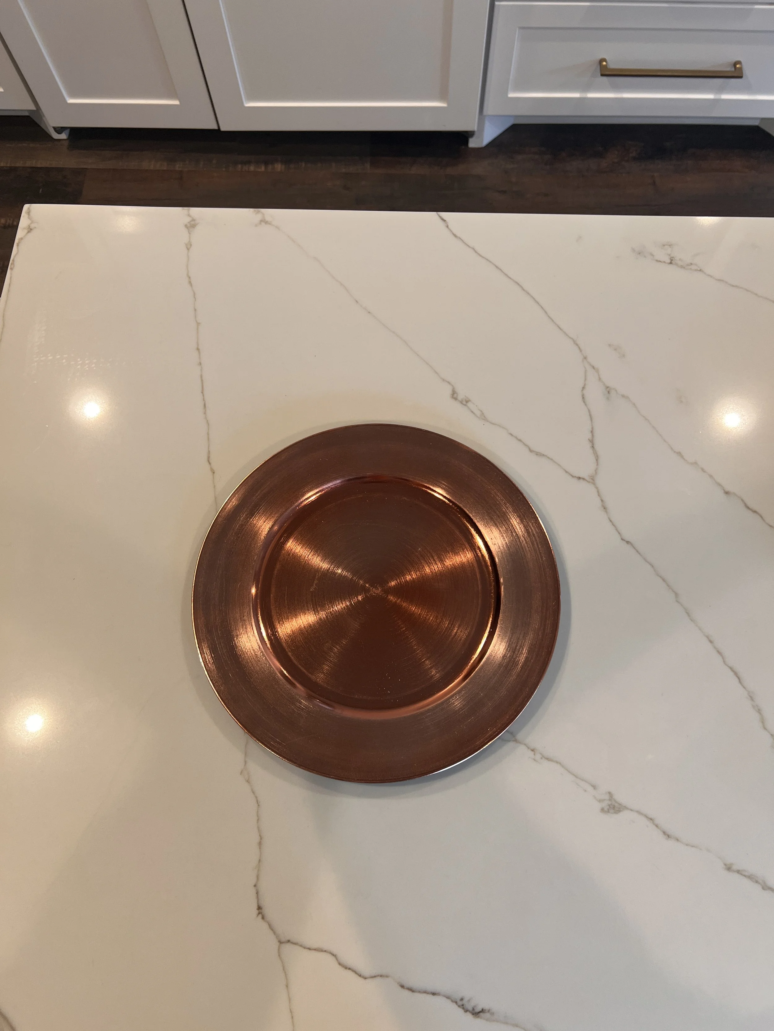 Copper Pink Chargers for Charlotte wedding venue