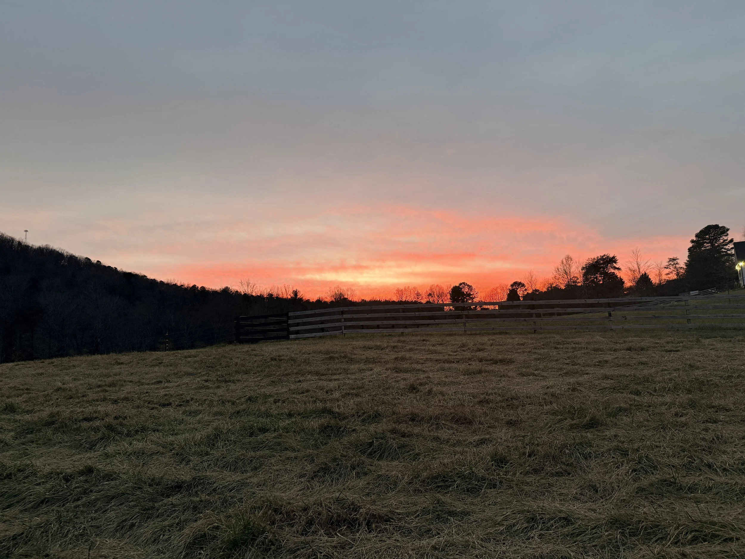Golden hour at Charlotte wedding venue during immersive weekend wedding