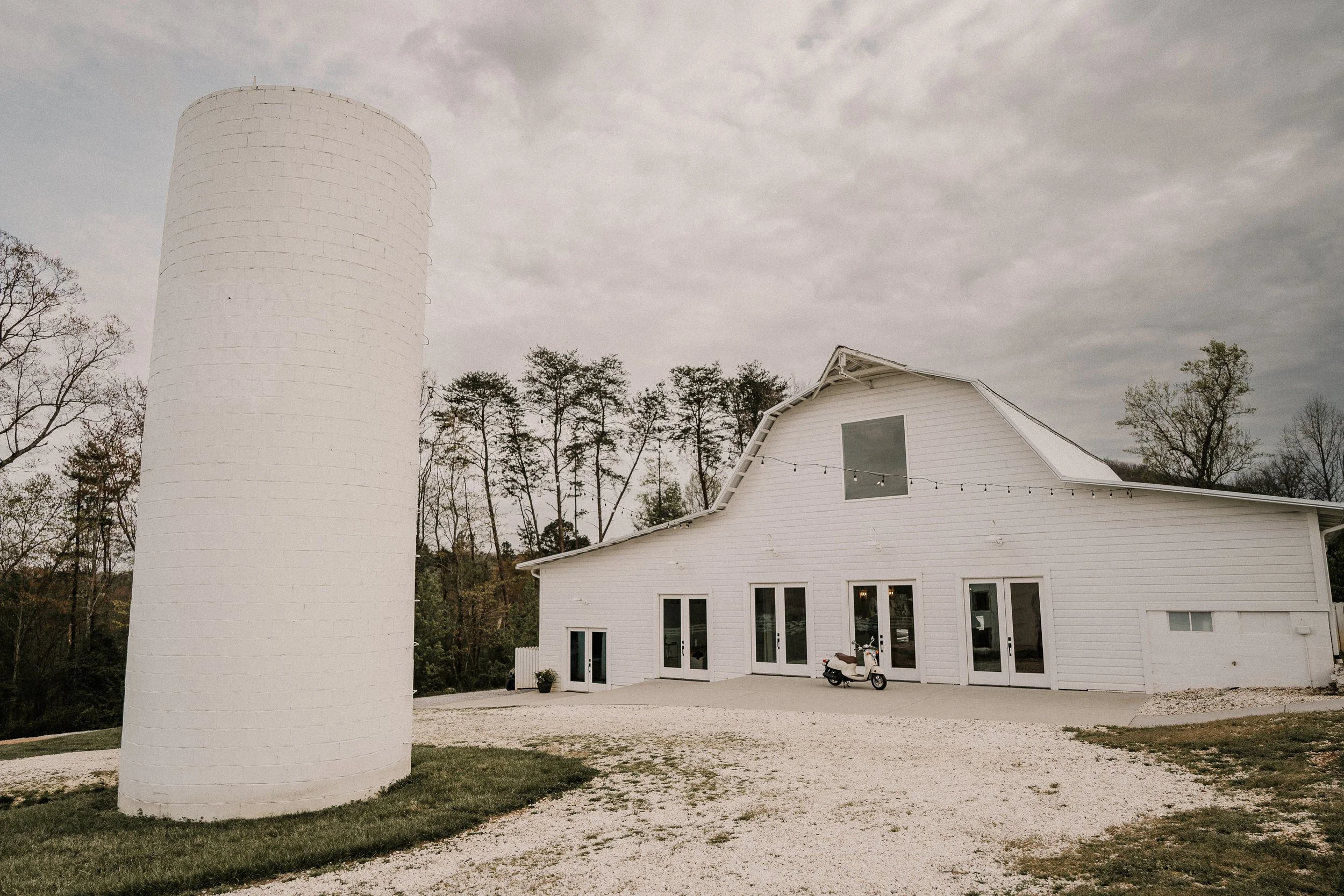 white wedding venue with silos near Charlotte NC