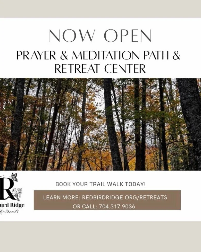 Now open! Redbird Ridge Retreat Center with a Prayer and Meditation Path. Take a walk on the one mile path and stop at each of the 20 unique stations to reflect/meditate/pray at each one. Wind through wooded areas, a pond, meadows, and take in the st
