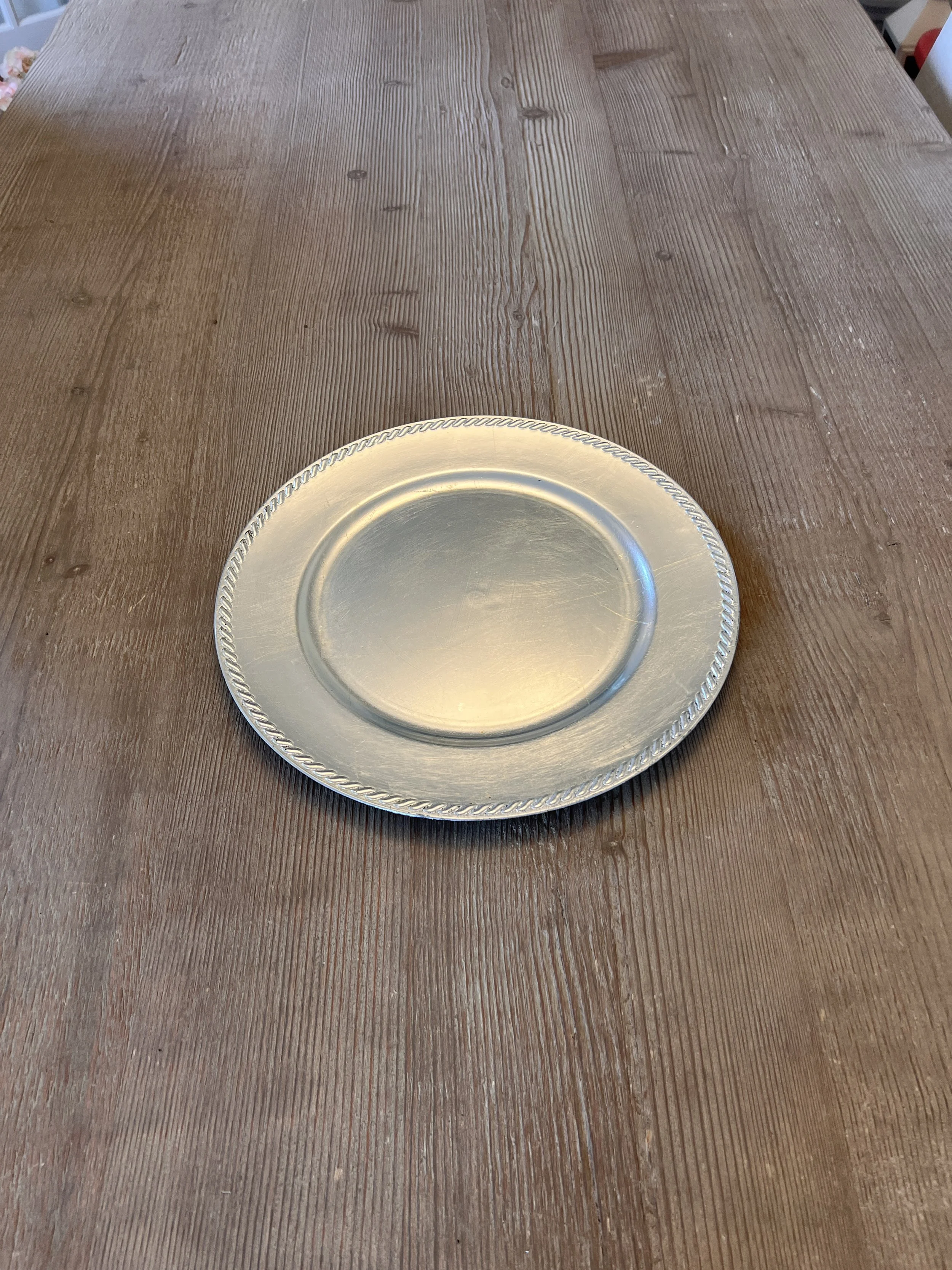 Silver Chargers for Charlotte wedding decorations