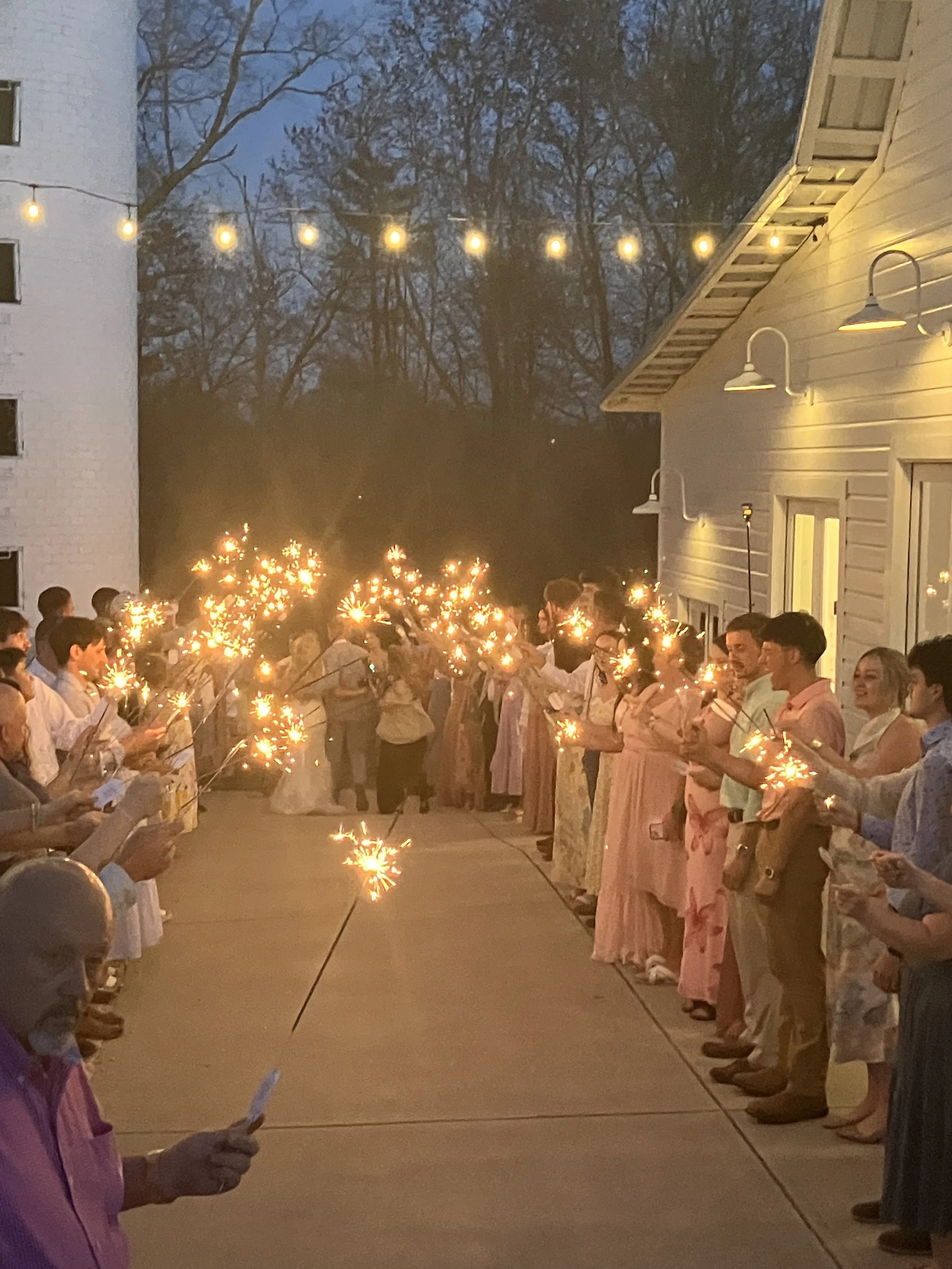 sparkler exit at outdoor wedding venue; the complete guide to wedding venues near Charlotte NC
