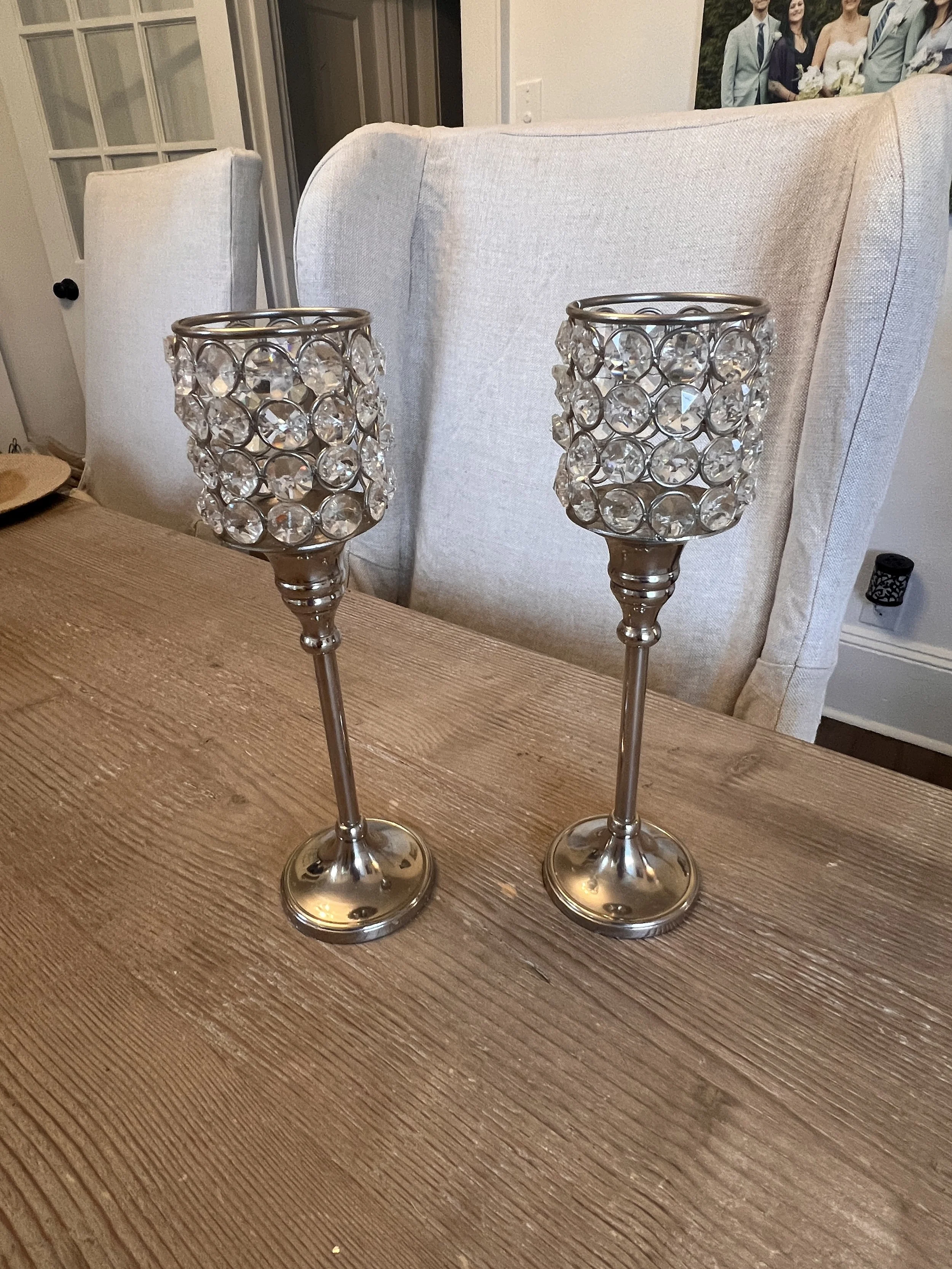 Silver & Crystal Votive or Tealight candle holders Charlotte wedding venue