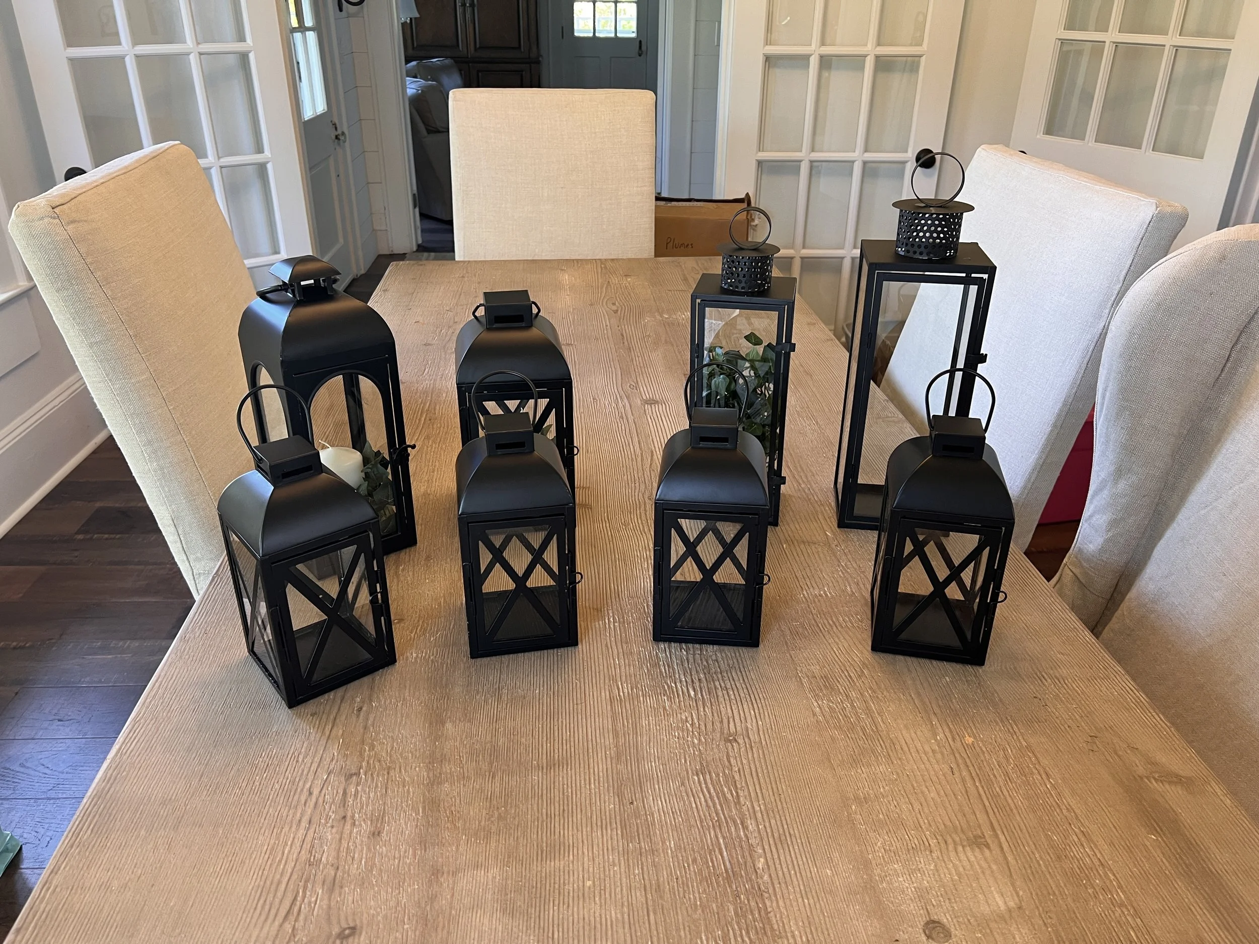 Assorted Black Metal Lanterns for Charlotte wedding