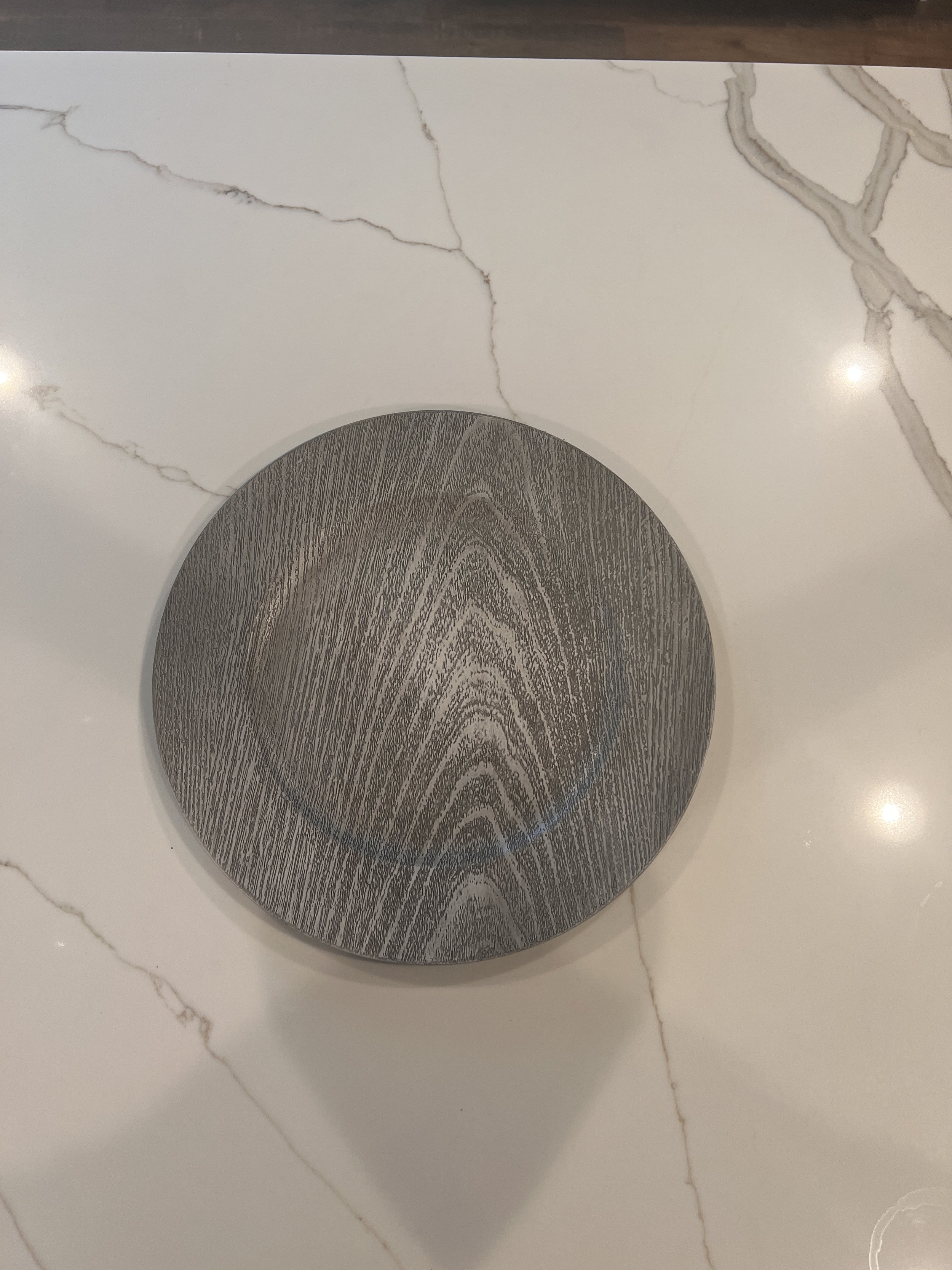 Grey faux wood Chargers Charlotte wedding venue