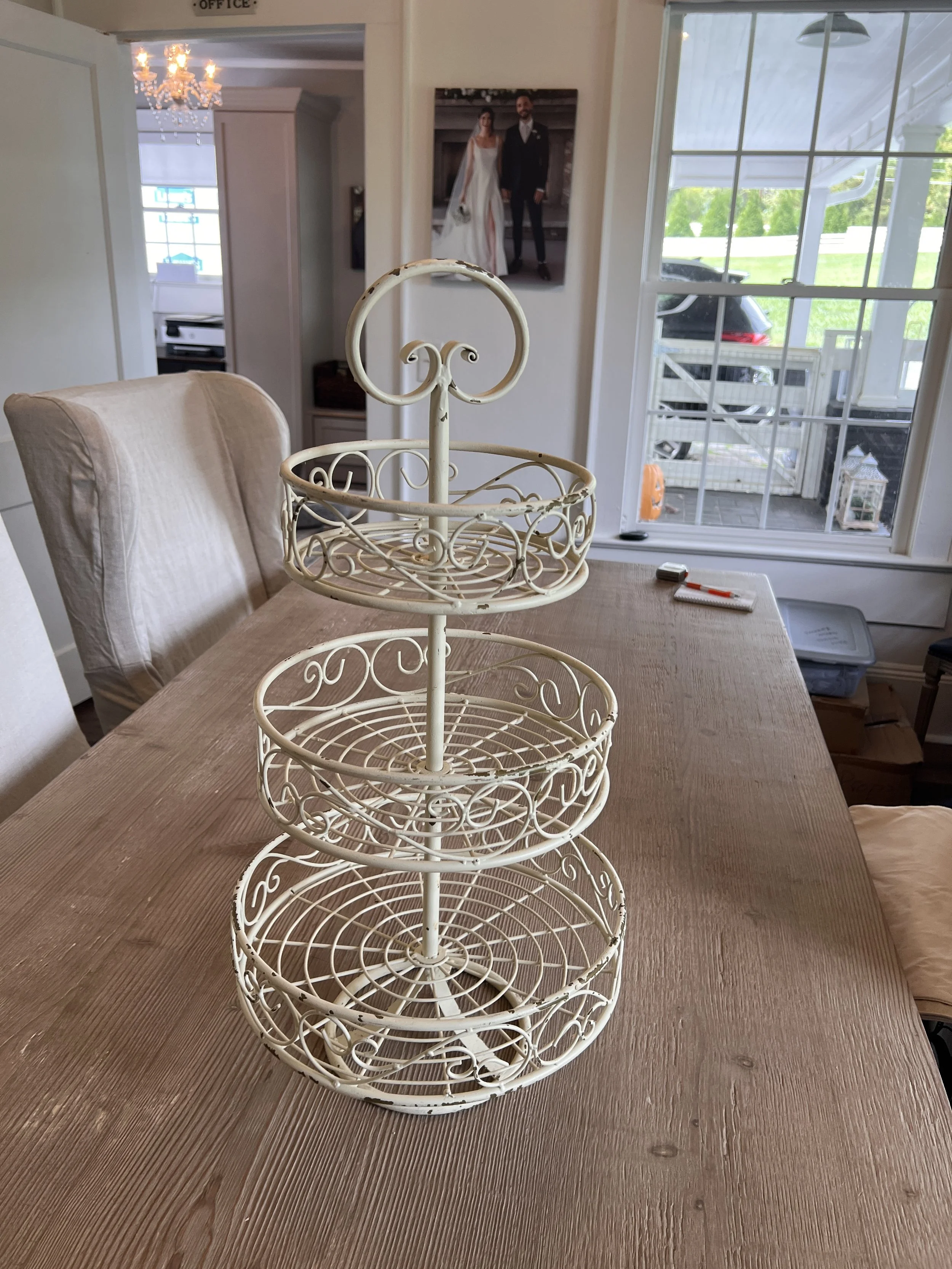 Ivory 3 Tier Metal Stand for wedding decoration