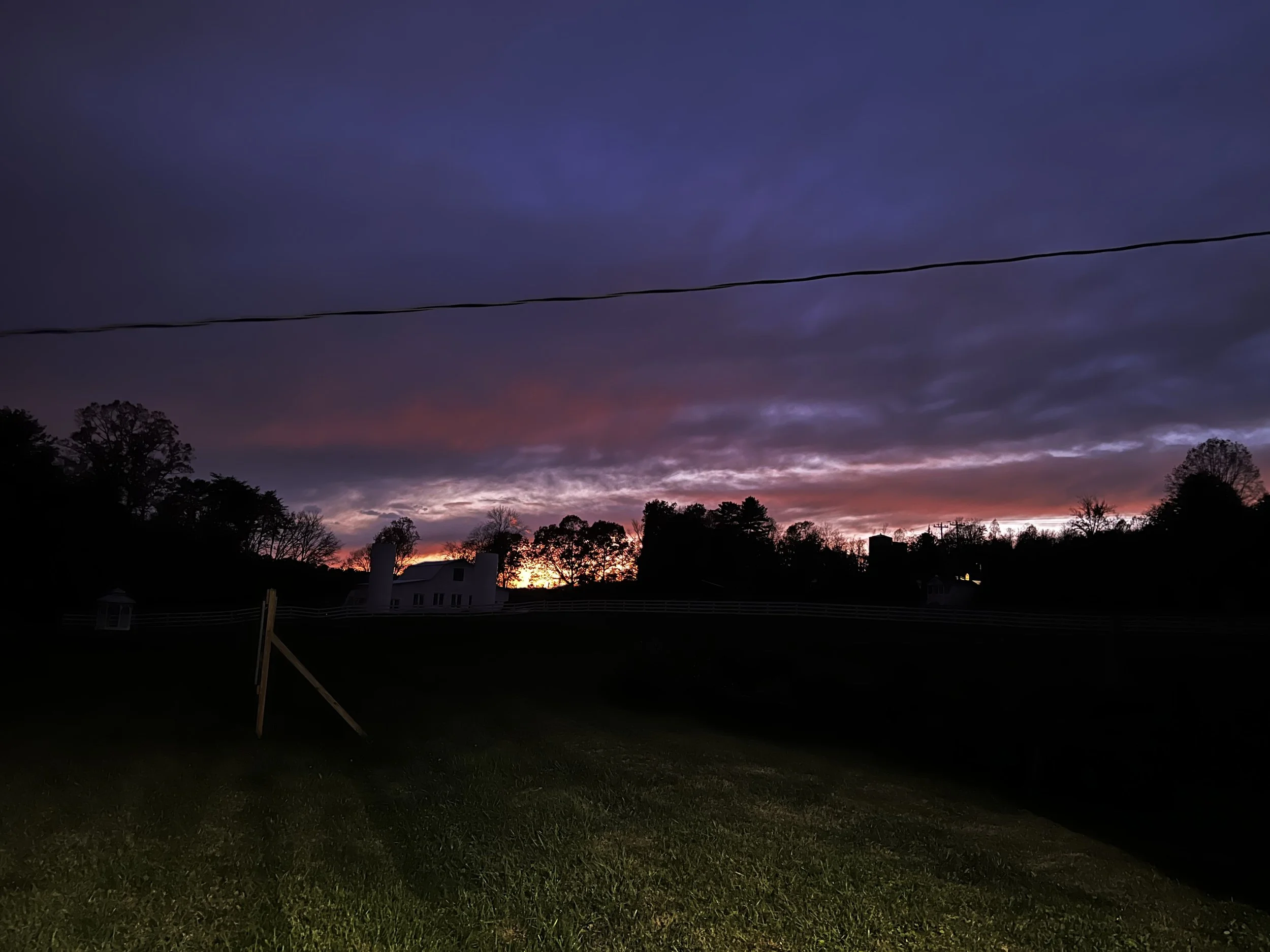 Sunset sky at wellness retreat getaway near Charlotte