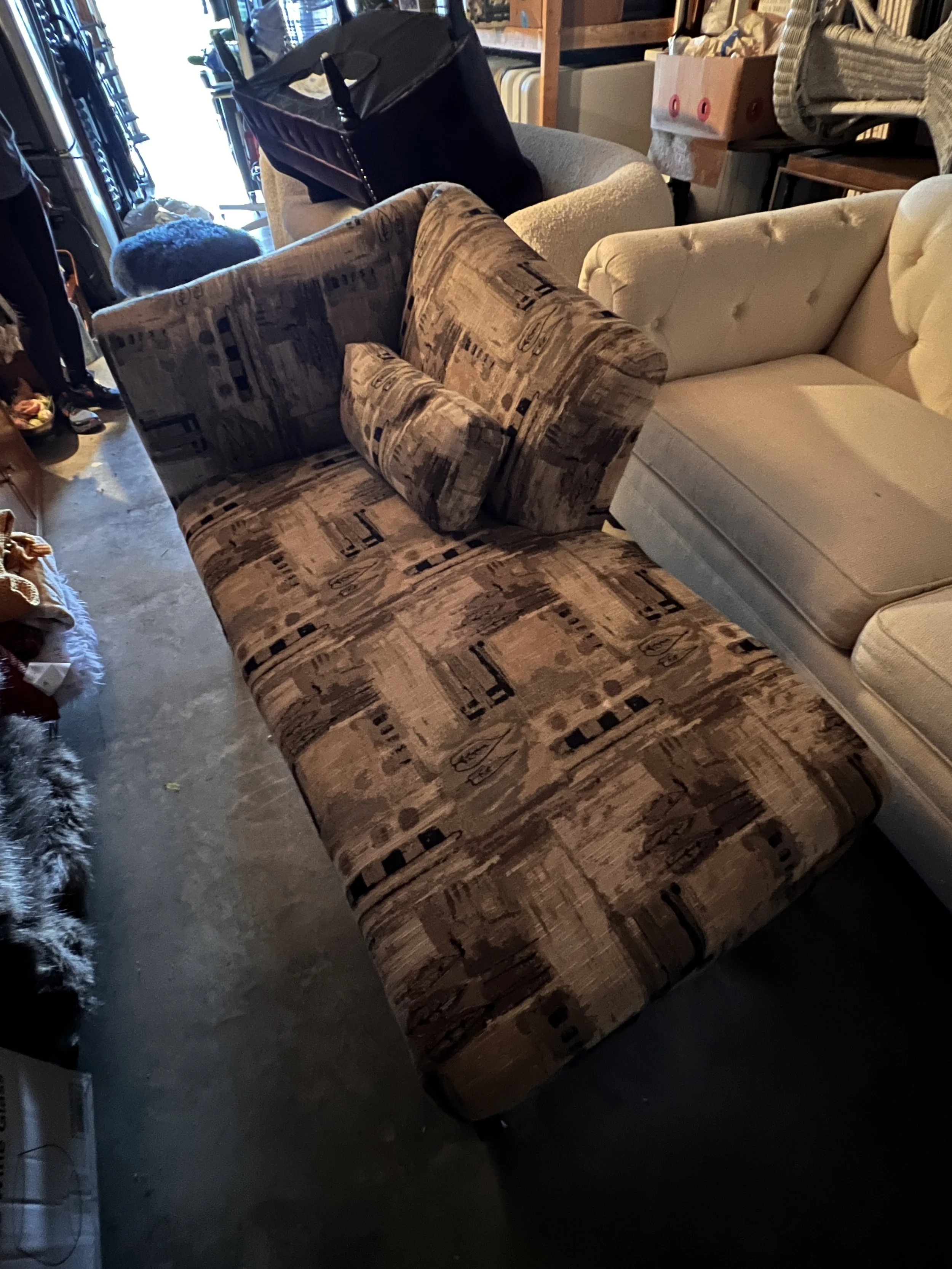 Black, beige and cream fainting couch