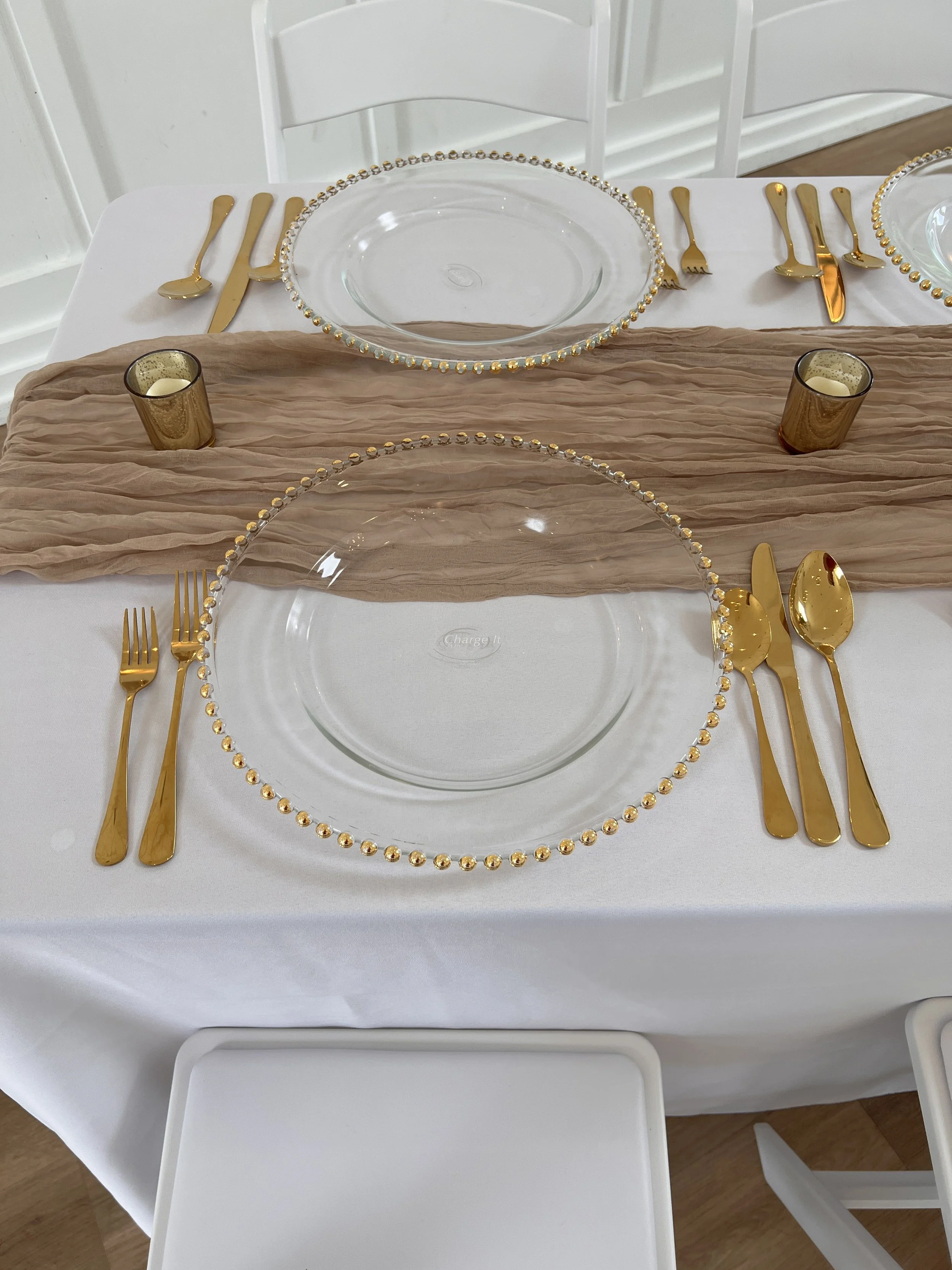 Gold flatware set of five for wedding reception