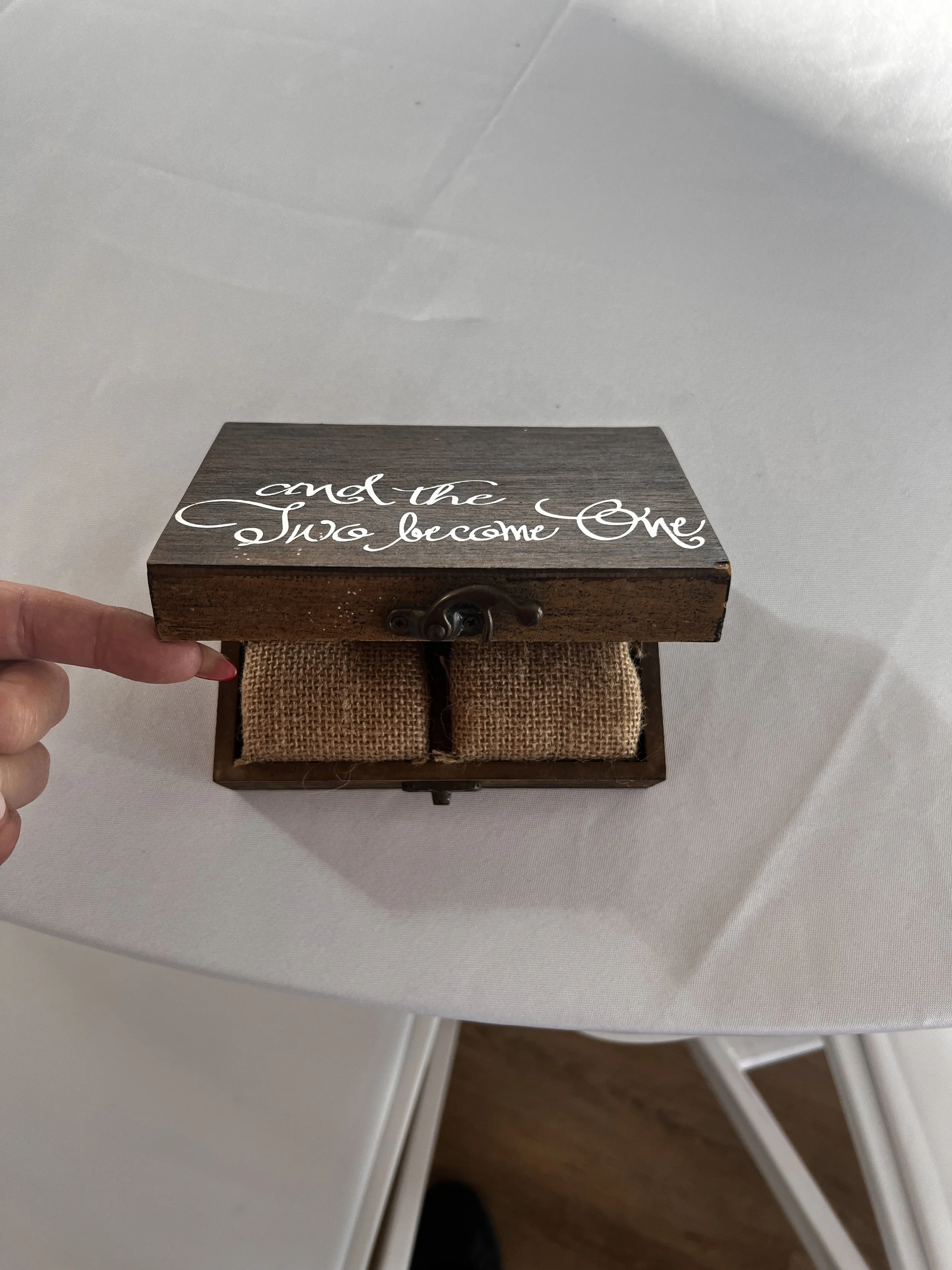 Ring box for two rings "And the two became one" for NC wedding
