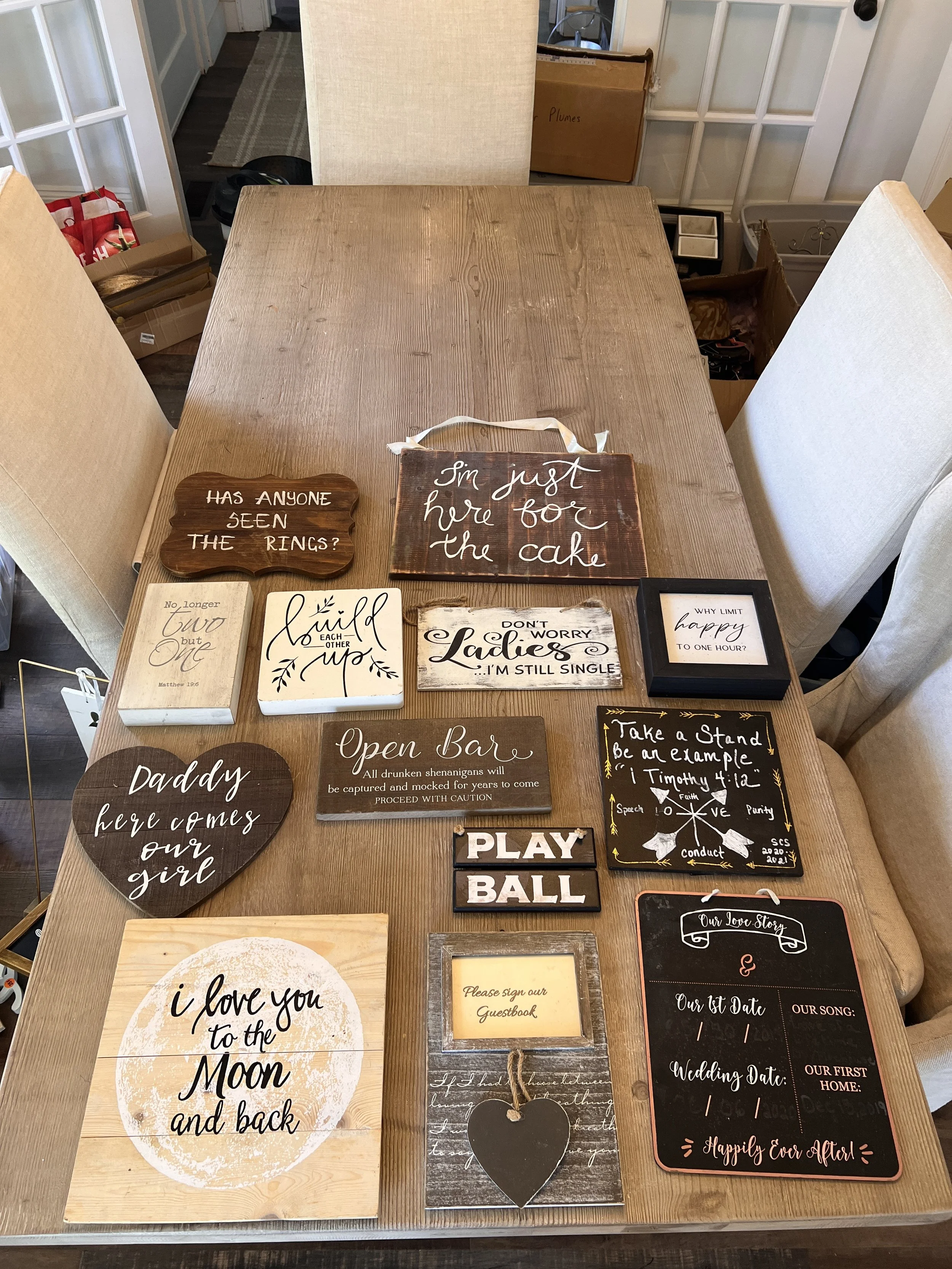 Assorted Signs for wedding decorations