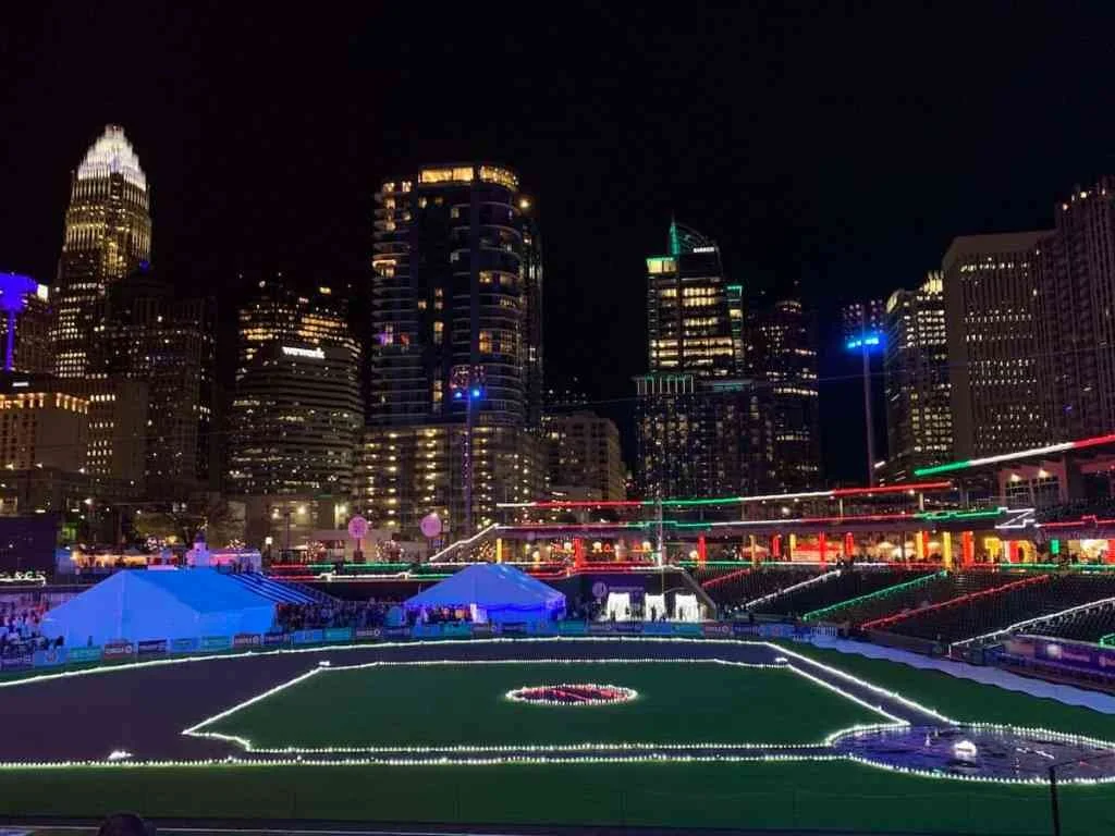 Light the Knights Festival at Truist Field; most romantic place in Charlotte to get engaged this holiday season