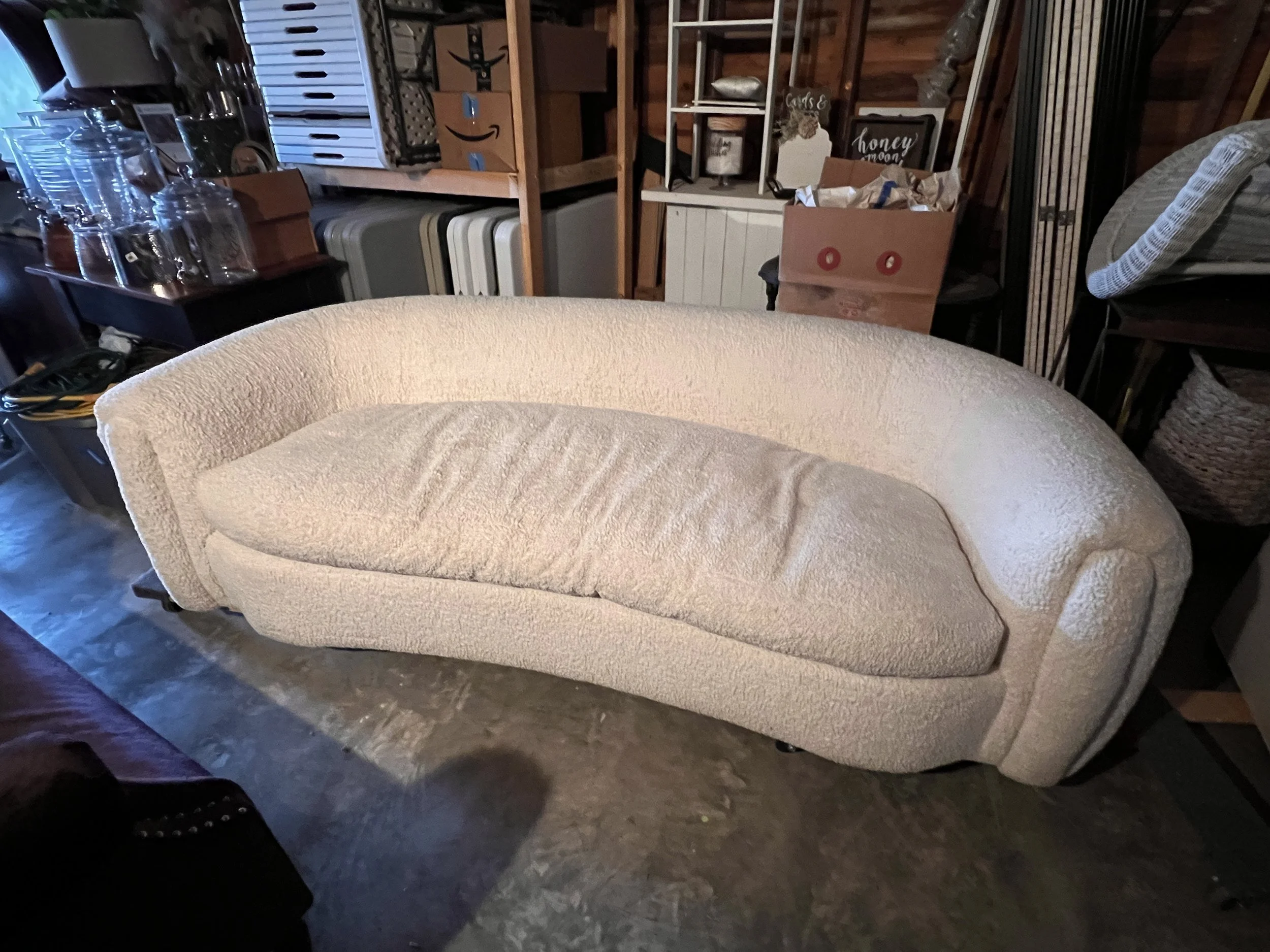 Large cream boucle couch