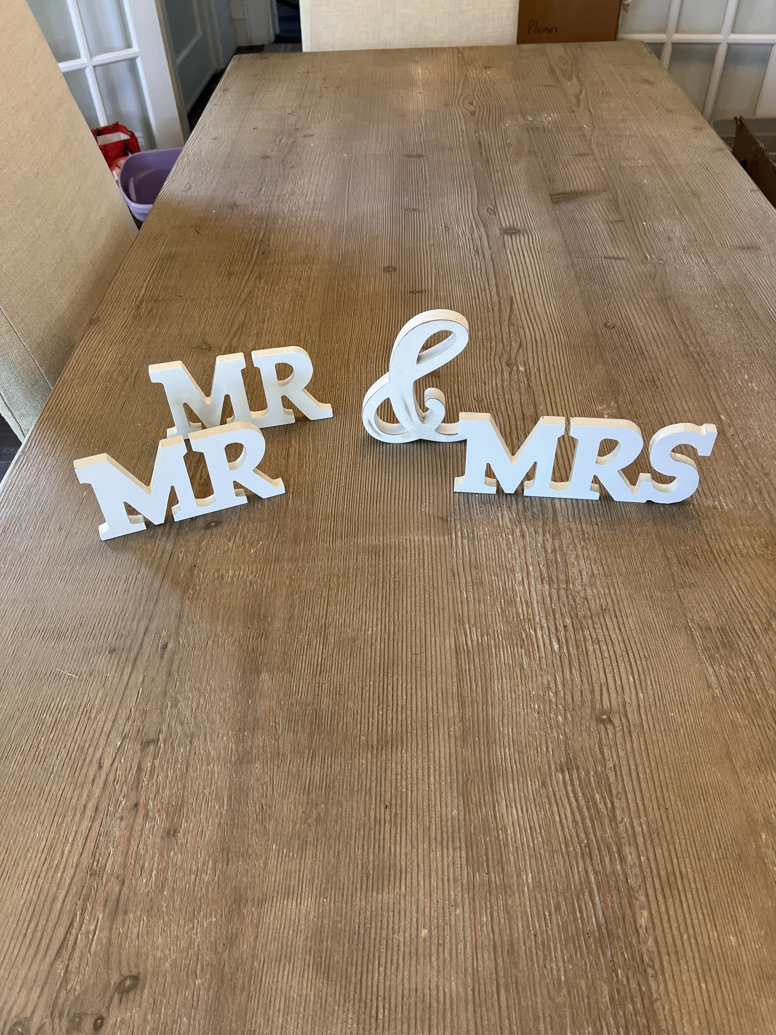 White Wooden Mr. & Mrs. for wedding decoration