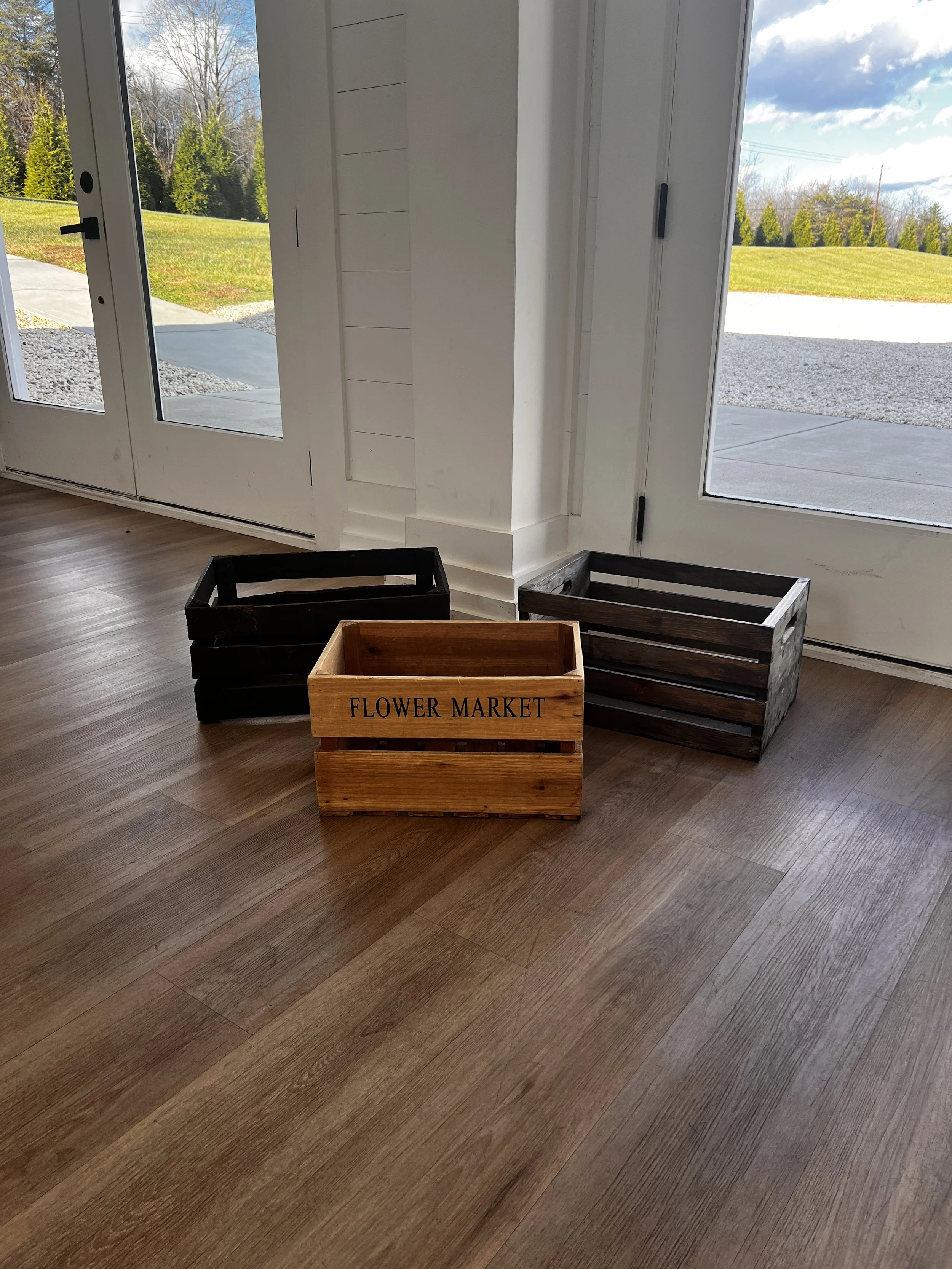Assorted milk crates for Charlotte wedding