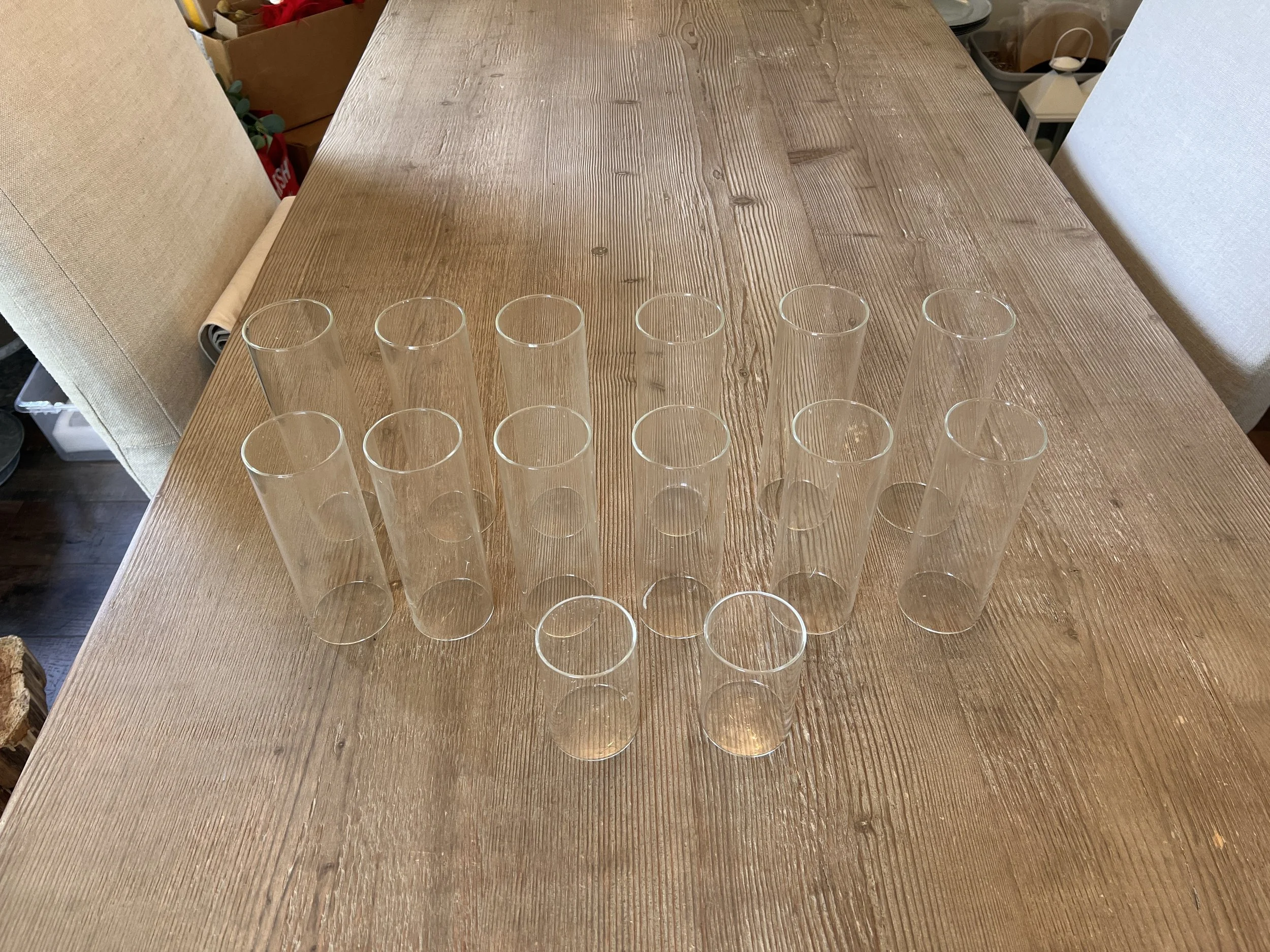 Small Cylinder vases 3 heights at Charlotte wedding venue