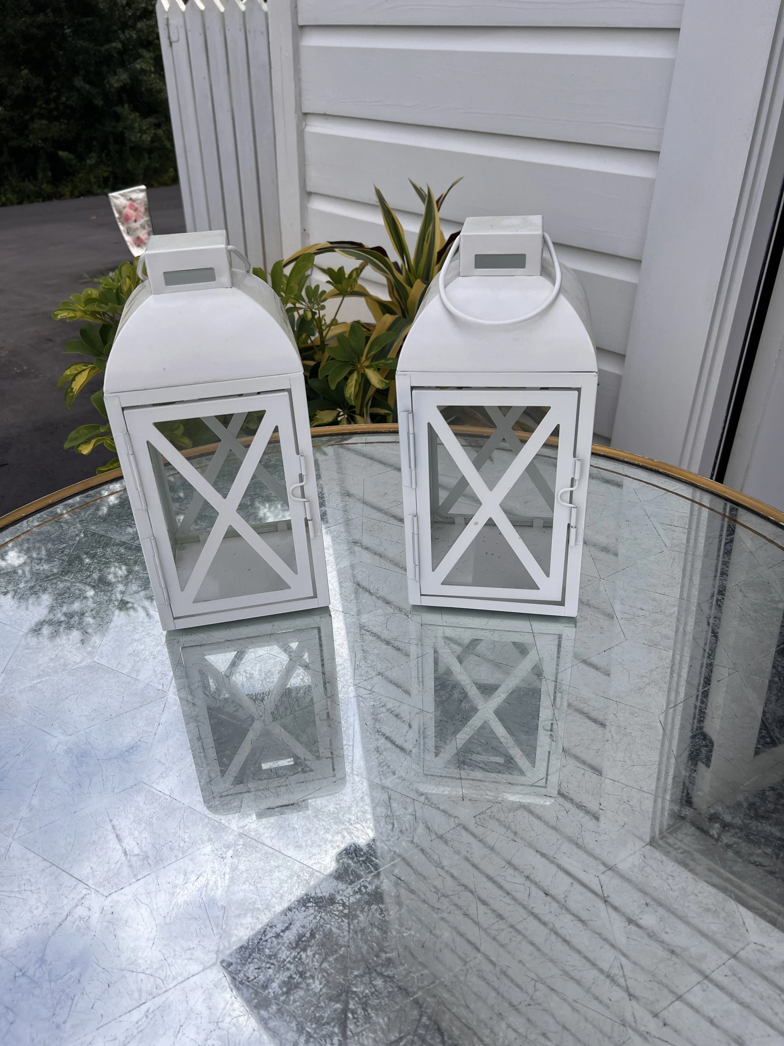 White metal lanterns for Charlotte wedding decorations
