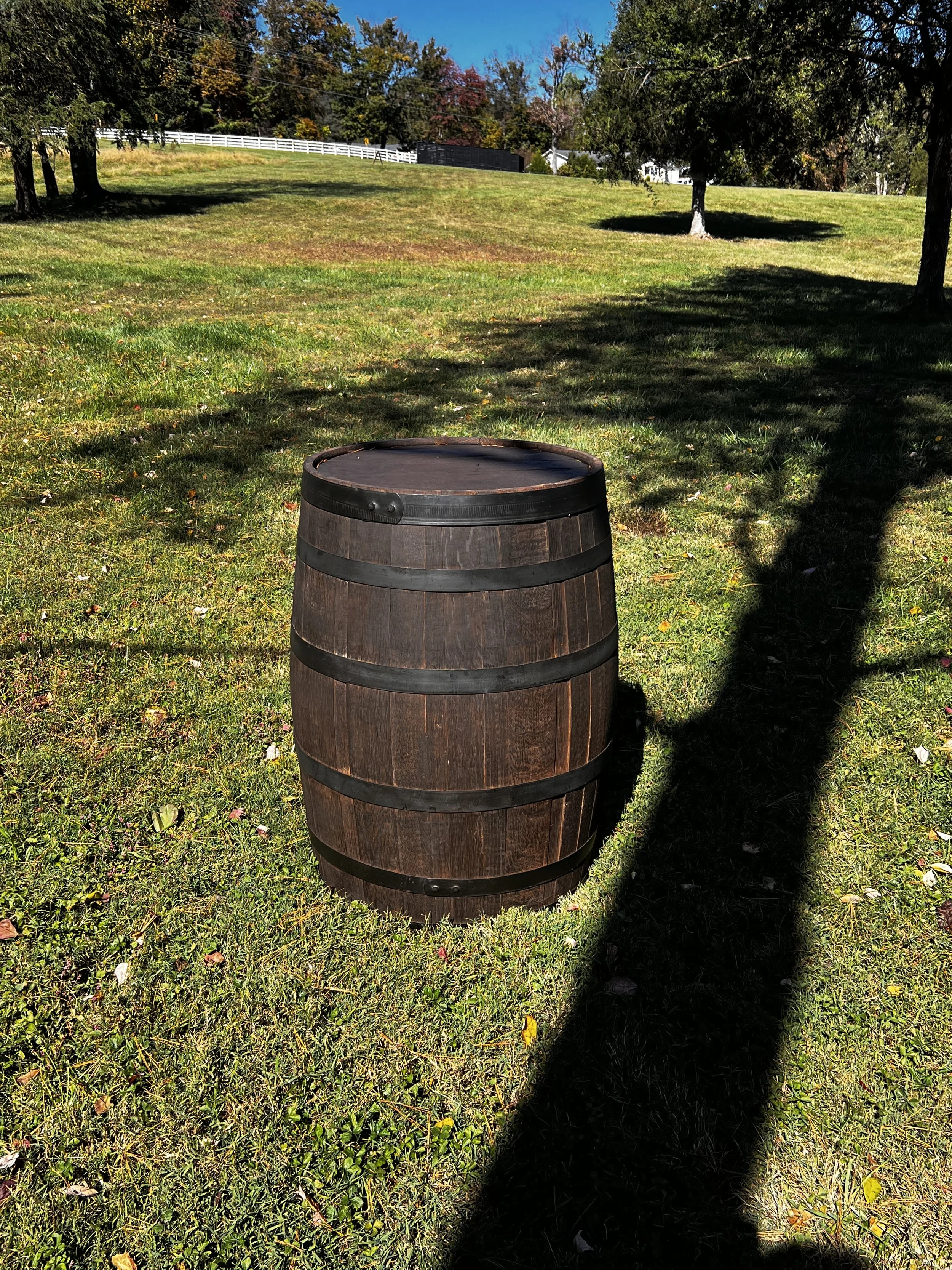 Wine barrels for wedding decorations at NC wedding venue