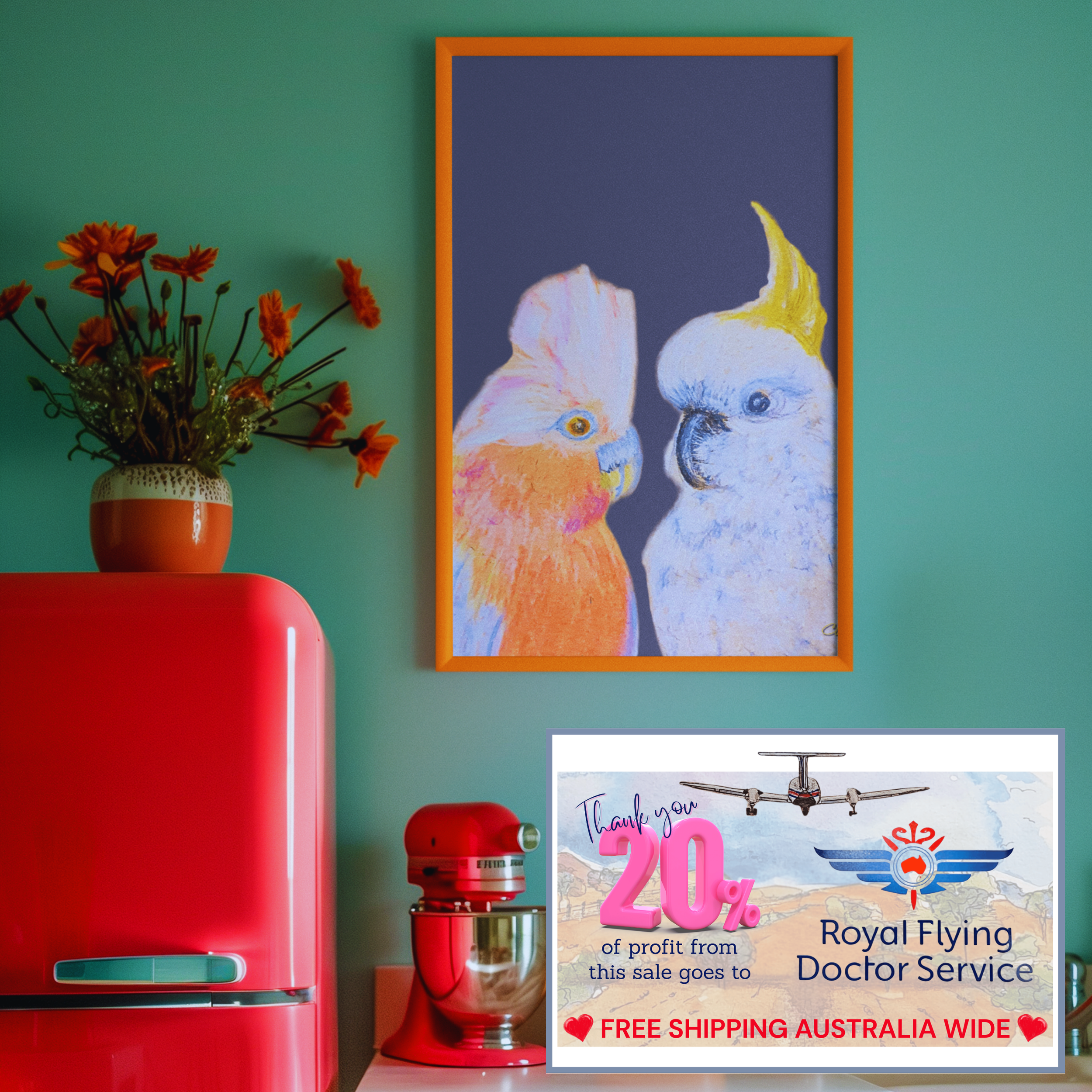 Australian Pink Galah & Yellow Crested Cockatoo (529)